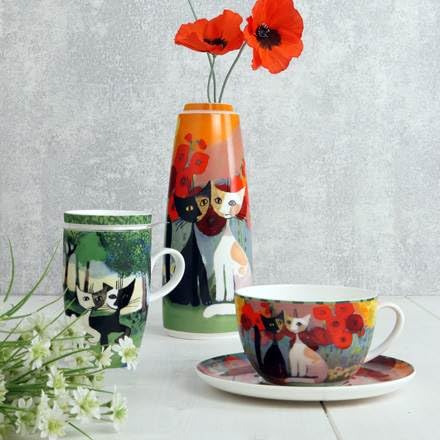 Rosina Wachtmeister Summer in Garden Vase - 26.5cm Hand-Painted Ceramic Flower Vase for Home Decor, Wedding Centerpiece & Gift Idea