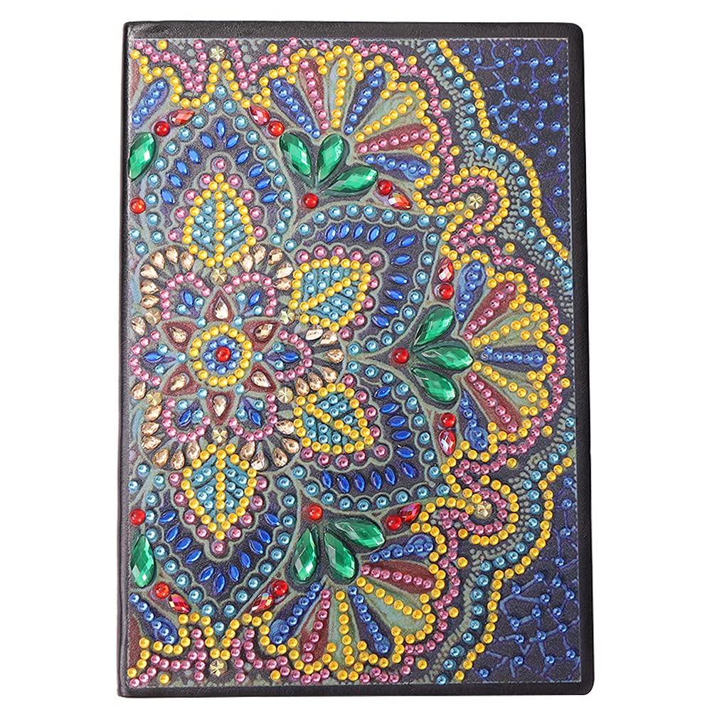 5D Diamond Painting Notebook - 50 Pages DIY Flower Colorful Special Shaped Diamond Embroidery Cross Stitch A5 Sketchbook with Tools (FL-018) for Home Decor, Gift, Art Therapy & Office Use