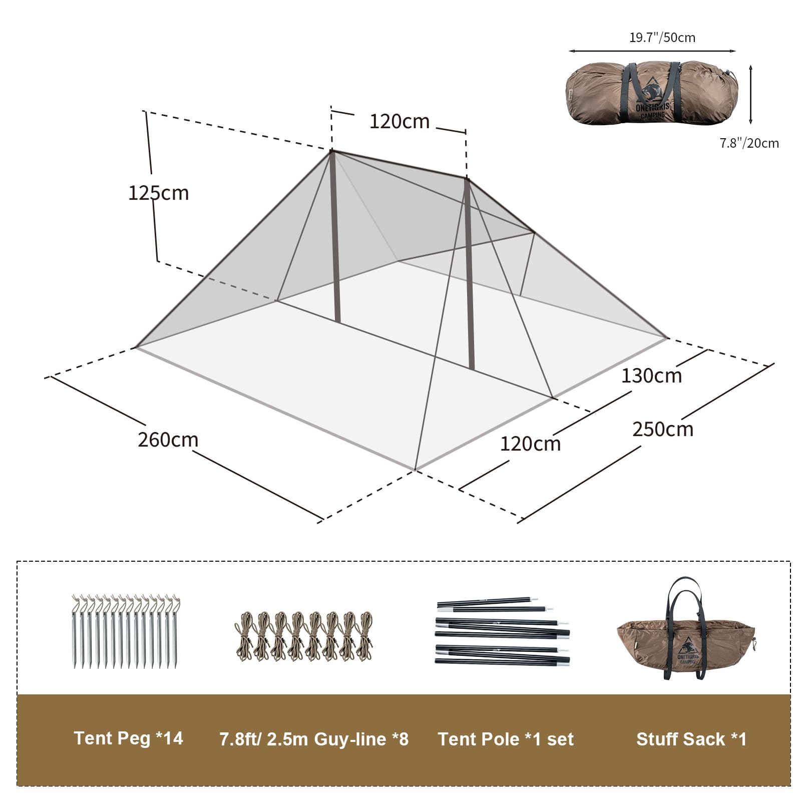 OneTigris Platoon Camping Tent - Waterproof Windproof Lightweight Survival Shelter for Outdoor Adventures, Hiking, Backpacking & Emergency Preparedness | Perfect for Camping, Bushcraft, Beach Trips & Overlanding