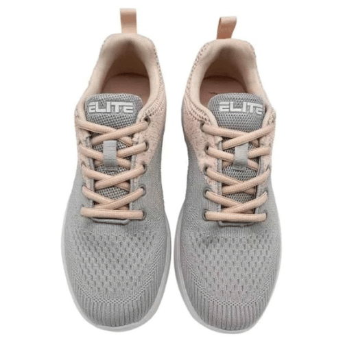 ELITE Women's Comfortable Lace-Up Grey/Peach Bowling Shoes - Perfect for Bowling Leagues, Tournaments & Casual Play