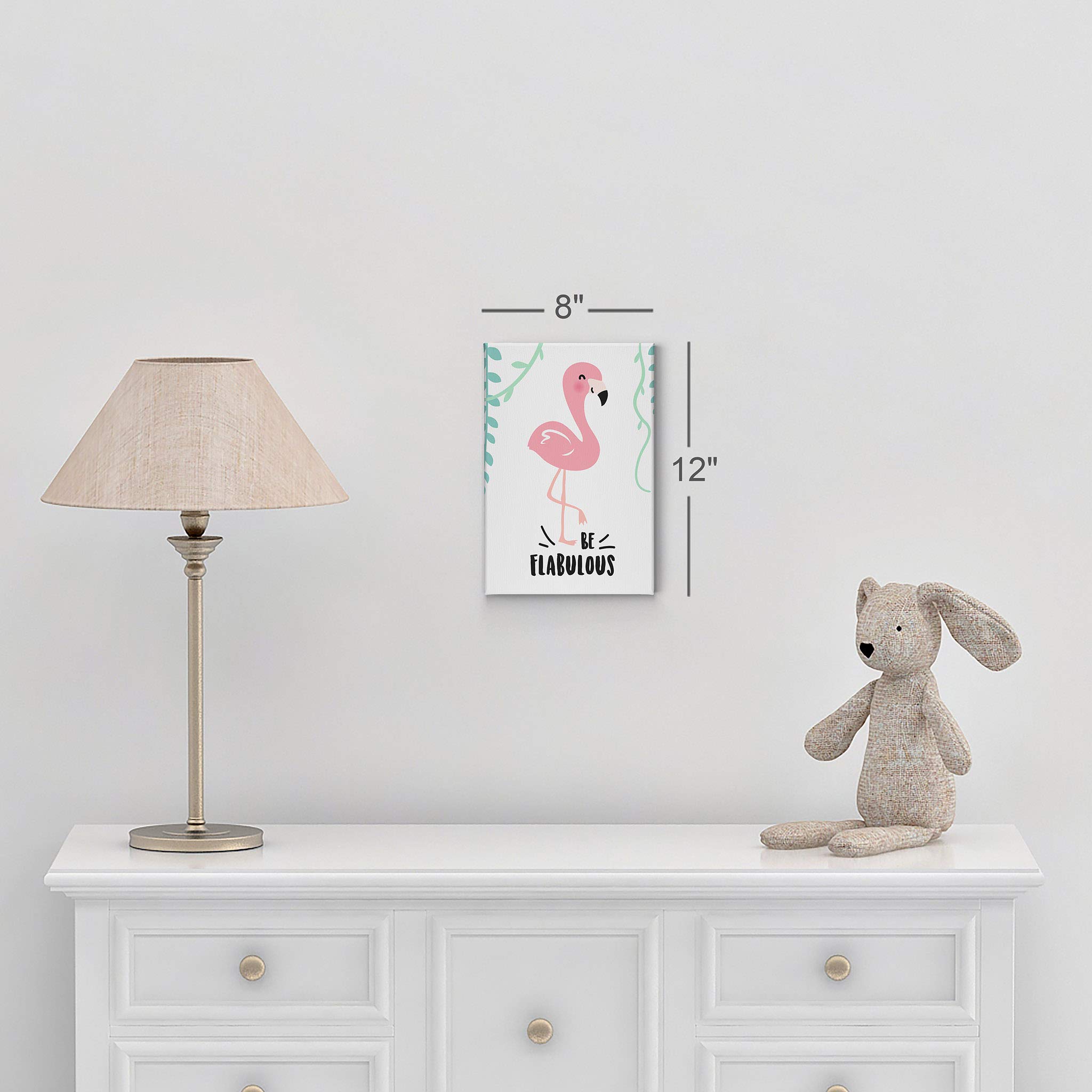 Smile Art Design 'Be Flabulous' Quote Flamingo Canvas Print - 36x24 Inch Wall Art for Kids Room, Nursery & Baby Room Decor - Ready to Hang, Made in USA | Perfect for Birthday Gifts & Tropical Themed Bedrooms