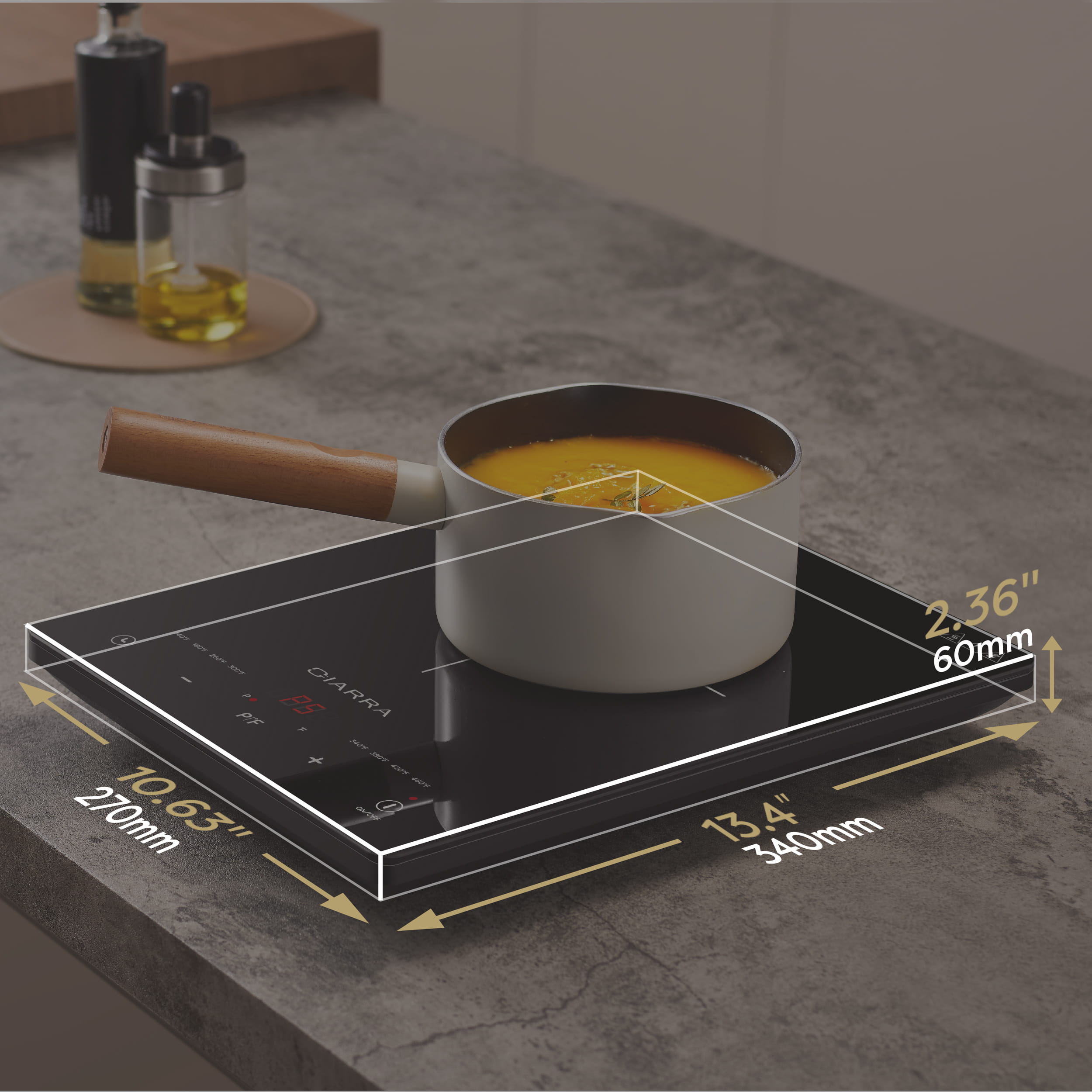 CIARRA 1800W Portable Induction Cooktop with Touch Control - Fast Heating, Energy Efficient, Safe for Kitchen, Camping & Dorm Cooking