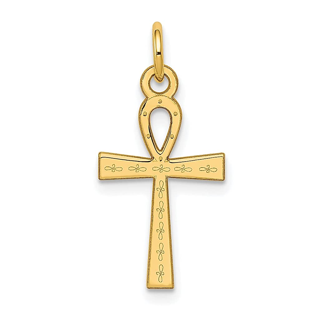 14K Yellow Gold Ankh Cross Pendant Necklace - Religious Charm Jewelry for Women - Perfect Gift for Her - Ideal for Spiritual Occasions, Daily Wear & Special Events