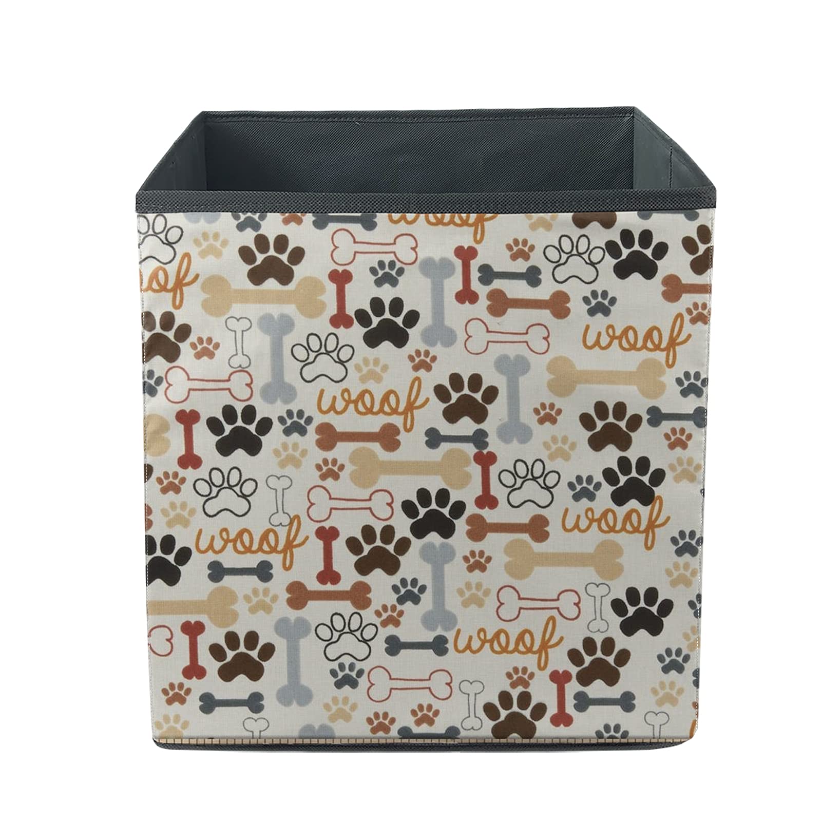 AFPANQZ 13x13x13 Inch Large Dog Paw Pattern Fabric Storage Bins - Foldable Laundry Basket for Closet, Nursery & Office Organization | Perfect for Shelves, Home Decor & Pet Accessories Storage