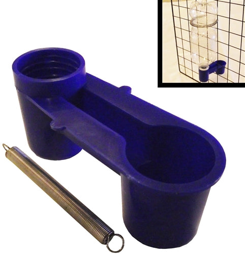 4 Pack Blue Soda Pop Water Bottle Bird Drinker Cup & Spring - Perfect for Pet Birds, Parrots, and Small Animals - Ideal for Cages, Aviaries, and Outdoor Use
