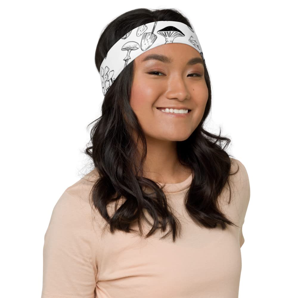White Mushroom Print Headband for Women - Cute & Stylish Hair Accessory for Outdoor, Music Festivals & Everyday Wear