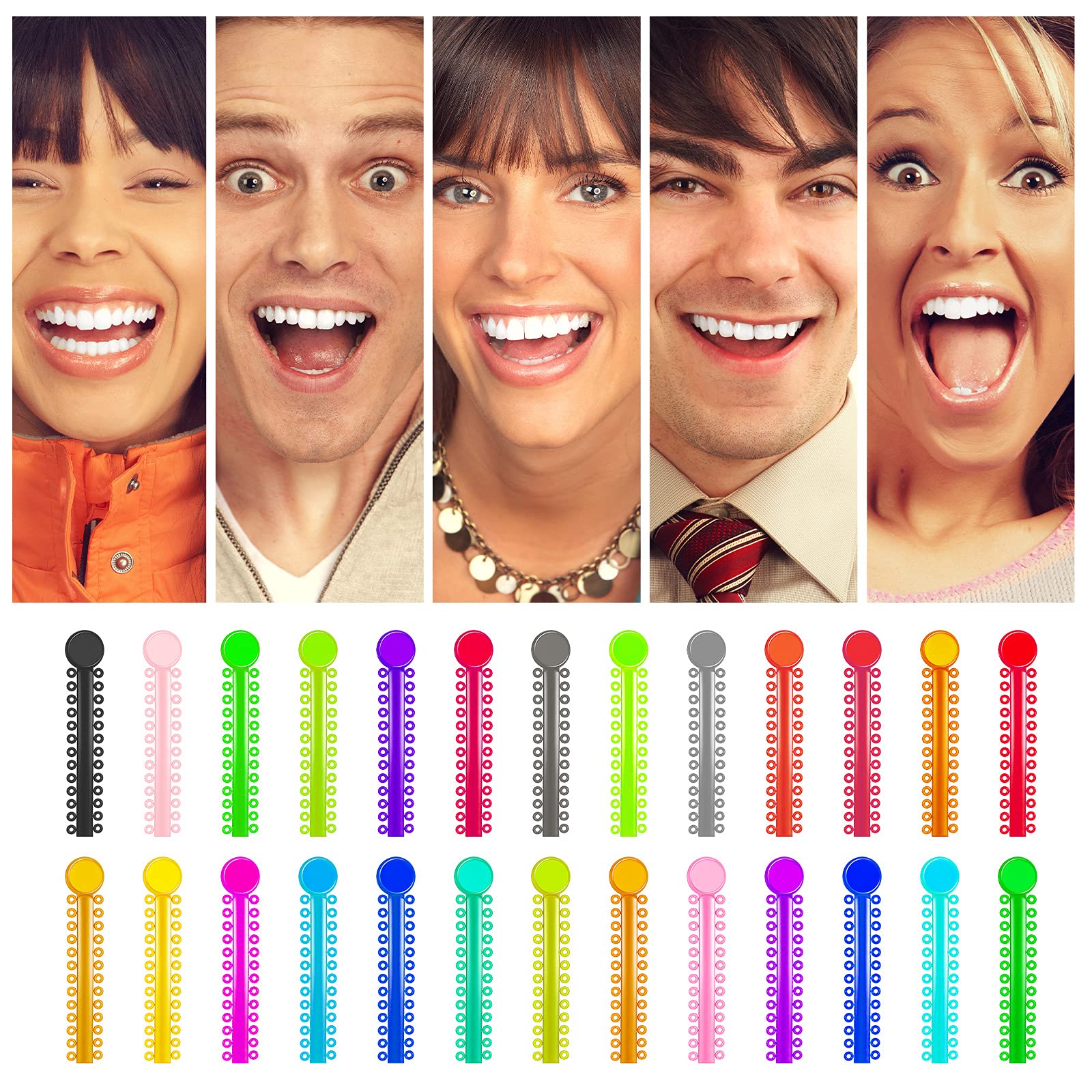Colorful Nuanchu 2080 O-Rings Orthodontic Elastic Ligature Ties - Latex-Free Rubber Bands for Braces (Multicolor Pack) - Perfect for Orthodontic Treatment & Teeth Alignment