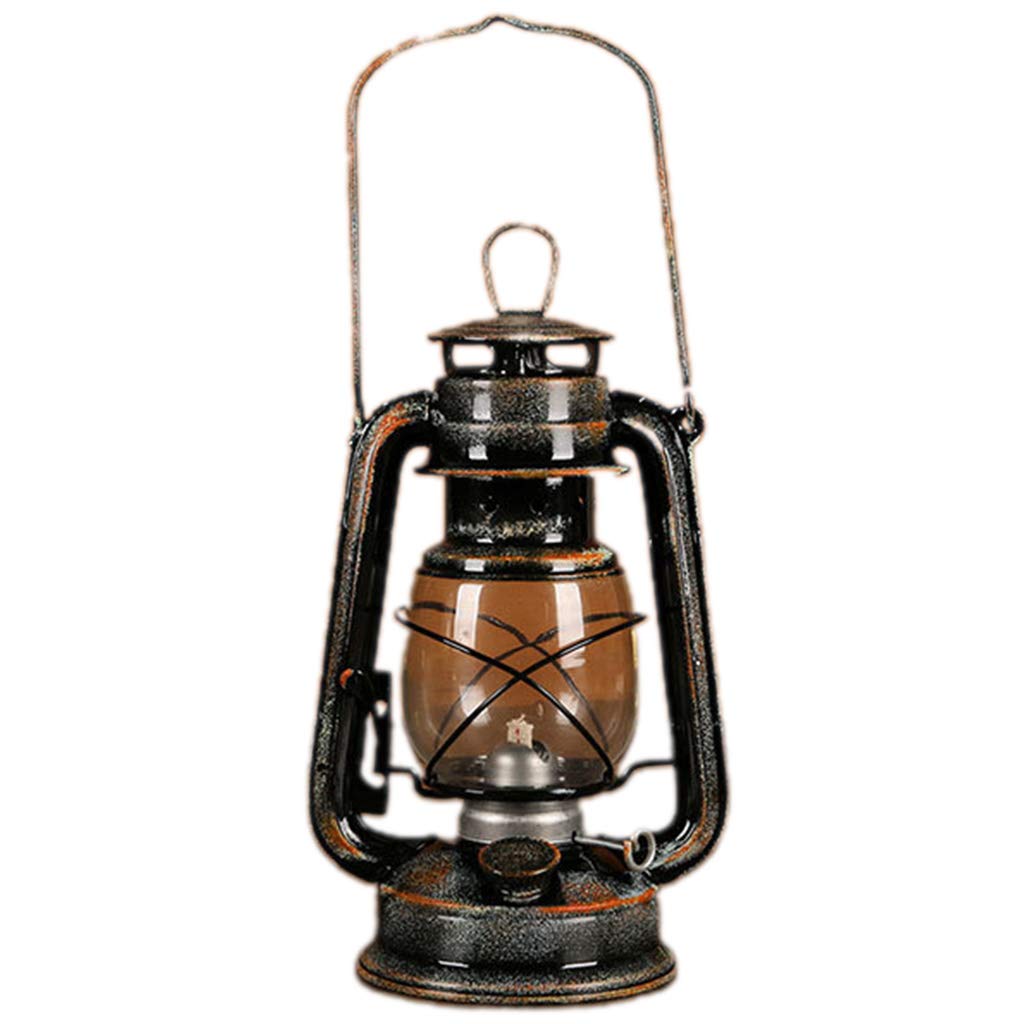 Vintage LED Metal Oil Lamp - Portable Retro Lantern for Outdoor Camping, Emergency Light, Home Decor & Garden Lighting (Kerosene Style)