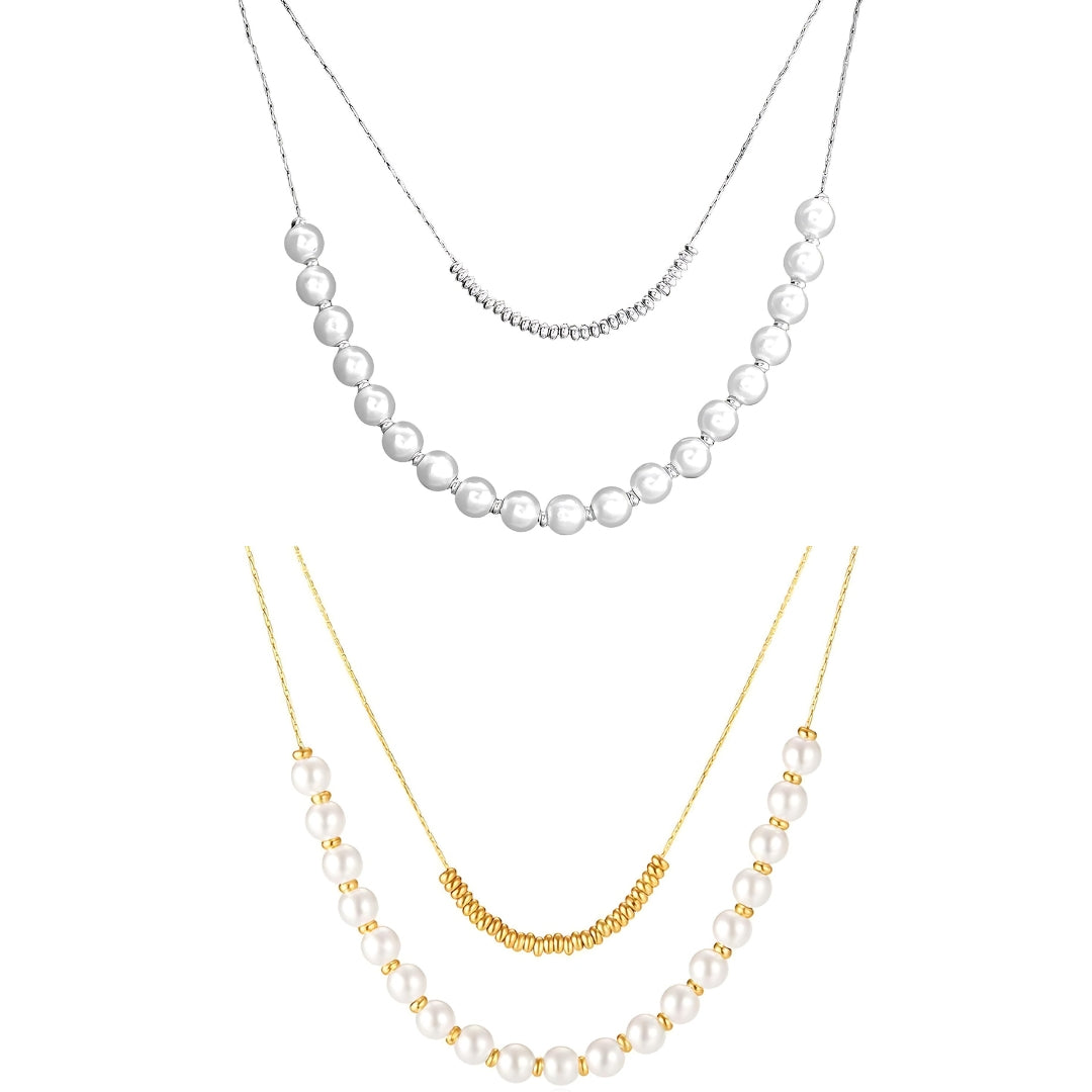 Elegant Dainty Pearl Beads Layering Chain Necklace for Women | GX2309 | Perfect for Everyday Wear, Date Nights & Special Occasions