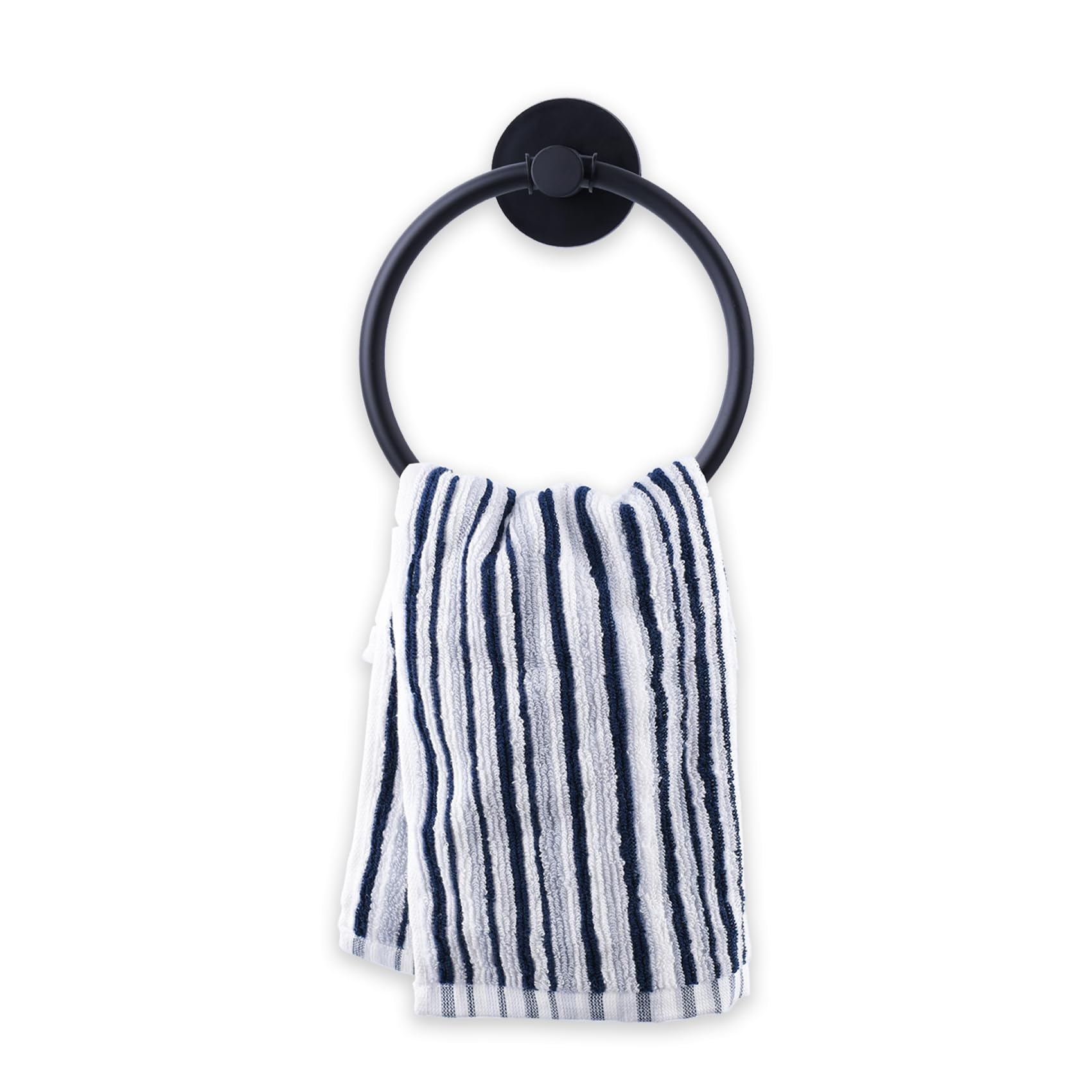 Black Magnetic Towel Ring - Strong Hand Towel Holder & Hook for Kitchen, Refrigerator, Oven, Dishwasher & Laundry | Perfect for Drying Towels Near Sink, Stove & Washing Machine