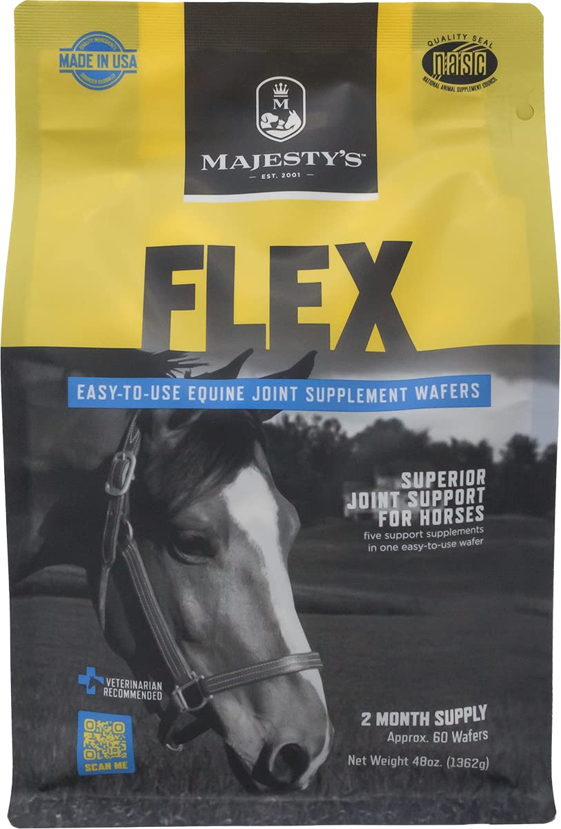 Majesty's Flex Wafers - Premium Horse Joint Supplement with Glucosamine, MSM, Chondroitin & Yucca - Supports Mobility & Comfort for Horses (2 Pack, 120 Count) - Ideal for Senior Horses & Active Equine Athletes