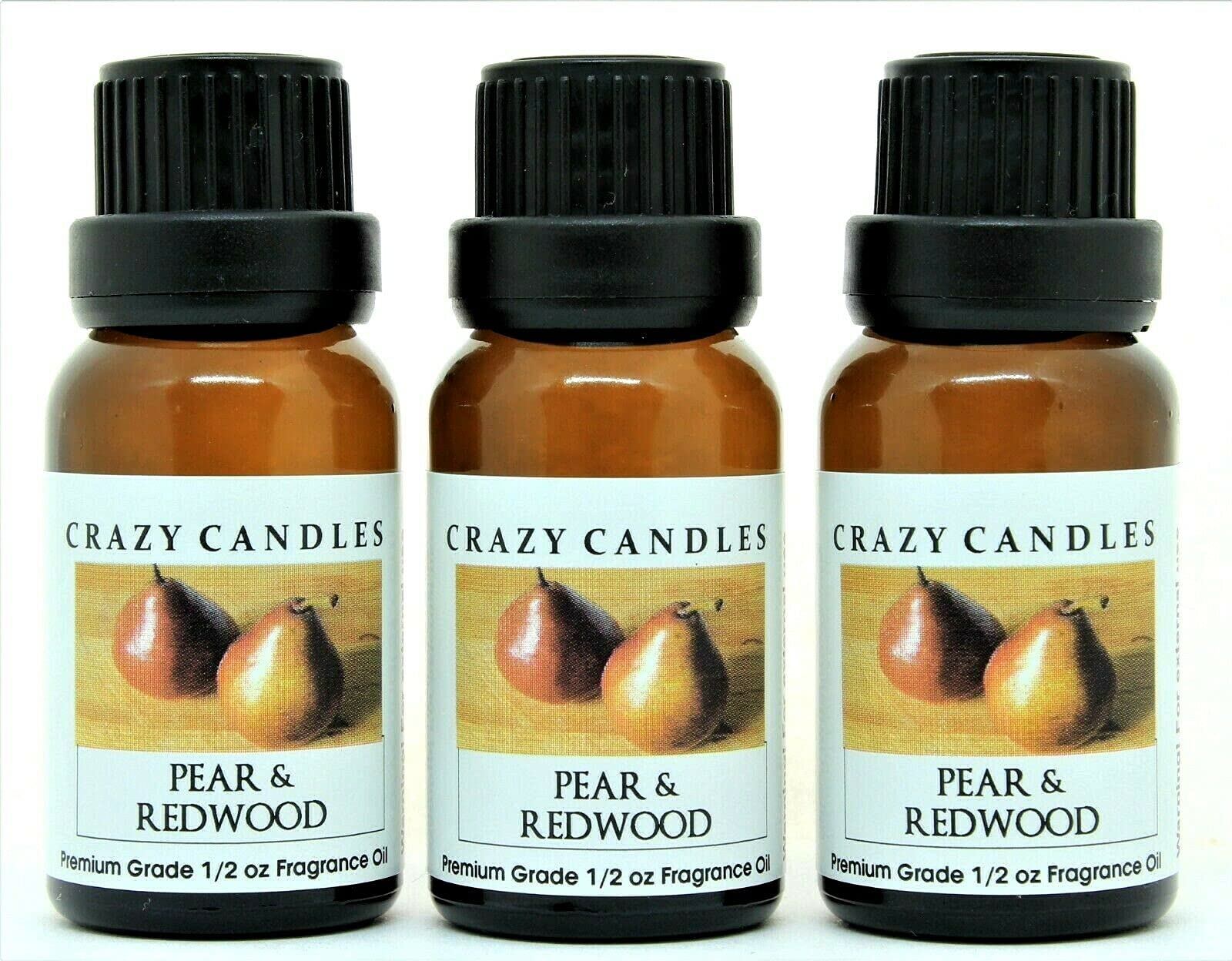 Premium Pear & Redwood Scented Fragrance Oil - 3 Pack (1/2 Fl Oz/15ml Each) - Aromatherapy, Candle Making, Diffuser & Home Fragrance Essential Oils