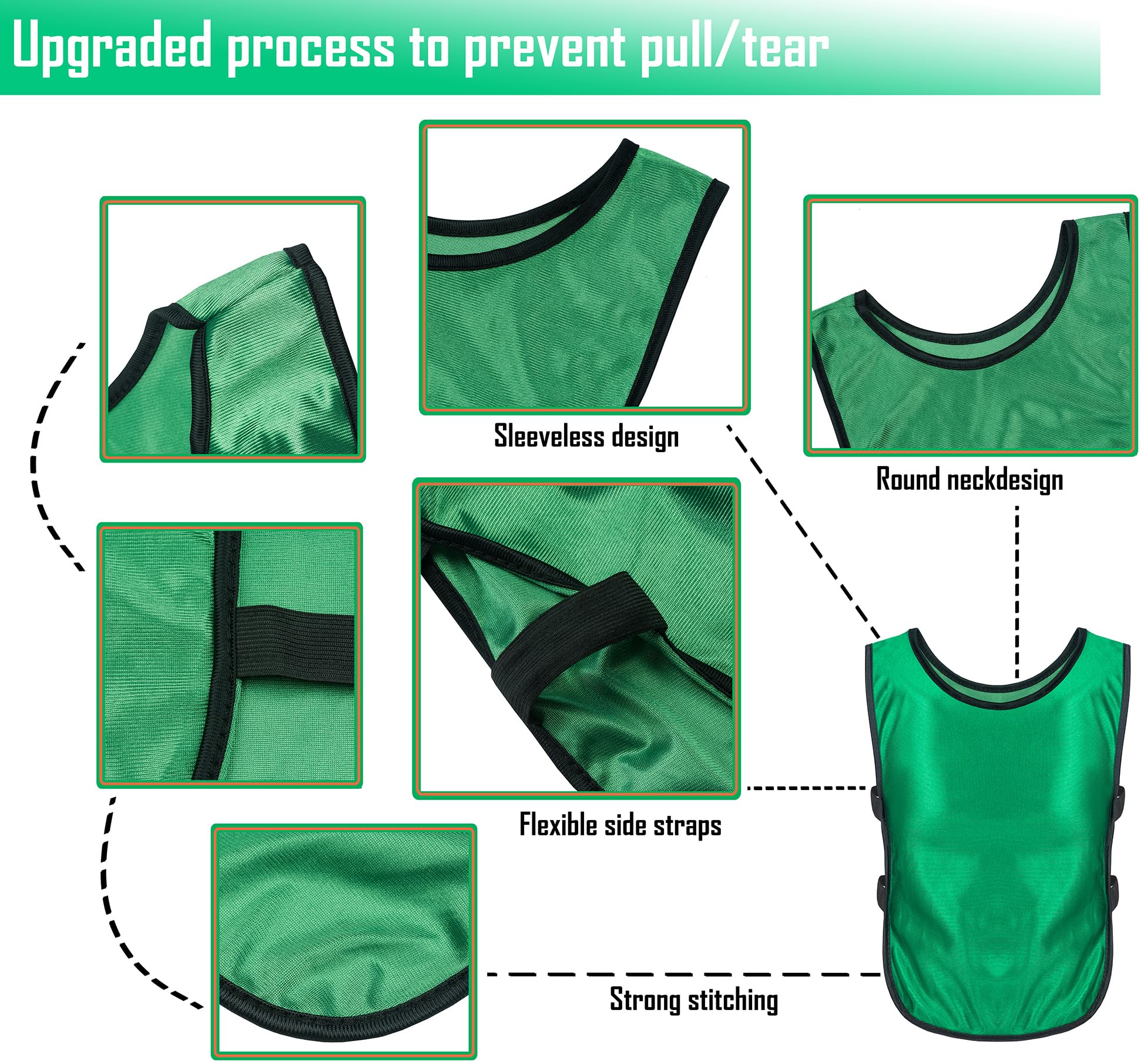 HIRQUITICKE Reversible Soccer Training Bibs for Adults & Youth - Breathable Mesh Sports Pinnies for Soccer, Basketball, Football Team Practice - Perfect for Drills, Scrimmages & Tournaments