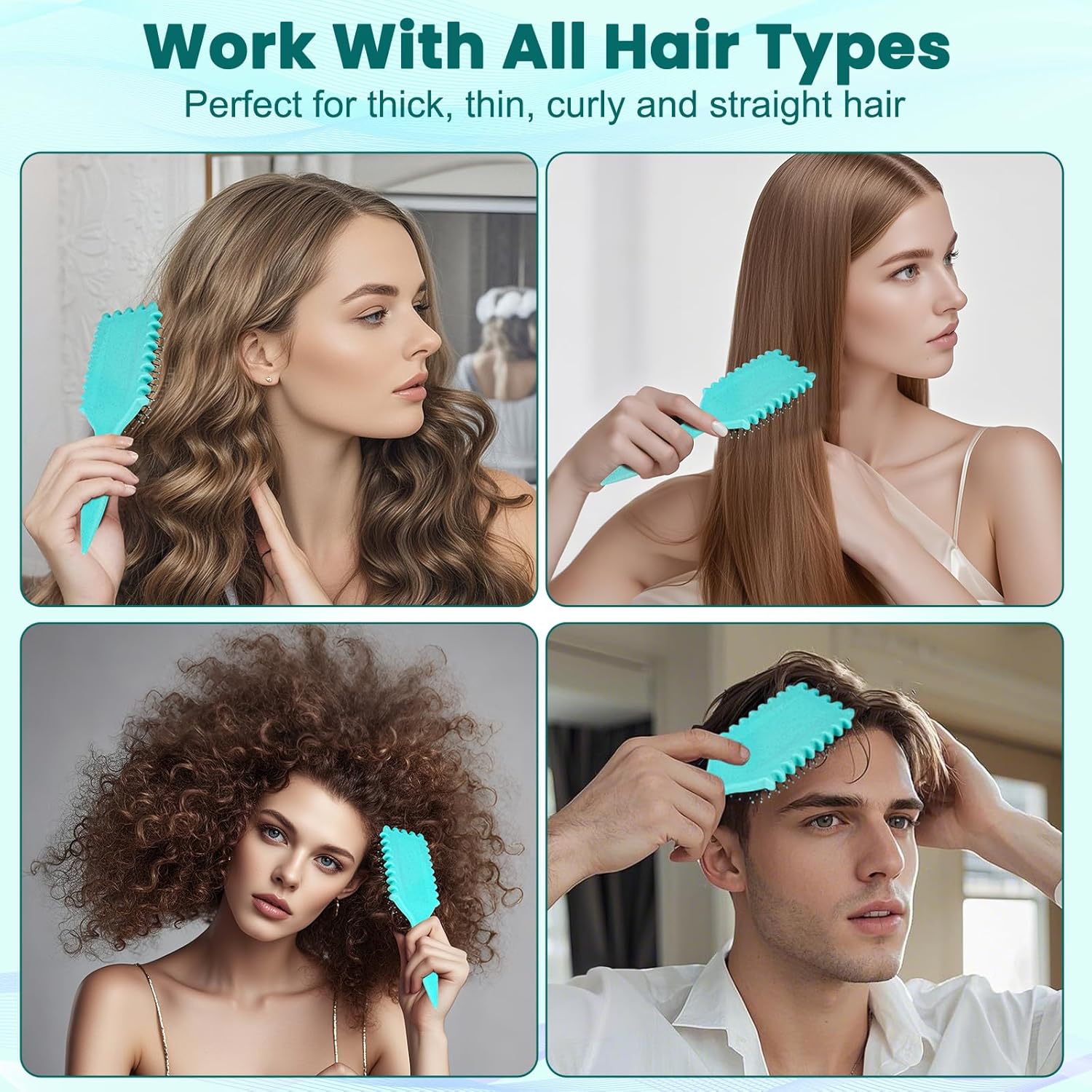 Best Detangling Brush for Curly Hair - Wide Tooth Comb for Knot-Free Styling - Perfect for Wet & Dry Hair Care at Home or Travel