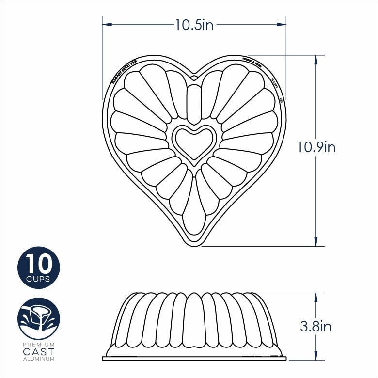 Elegant Heart Bundt Cake Pan - Non-Stick Baking Mold for Valentine's Day, Anniversary & Romantic Desserts | Perfect for Cakes, Cupcakes & Sweet Treats