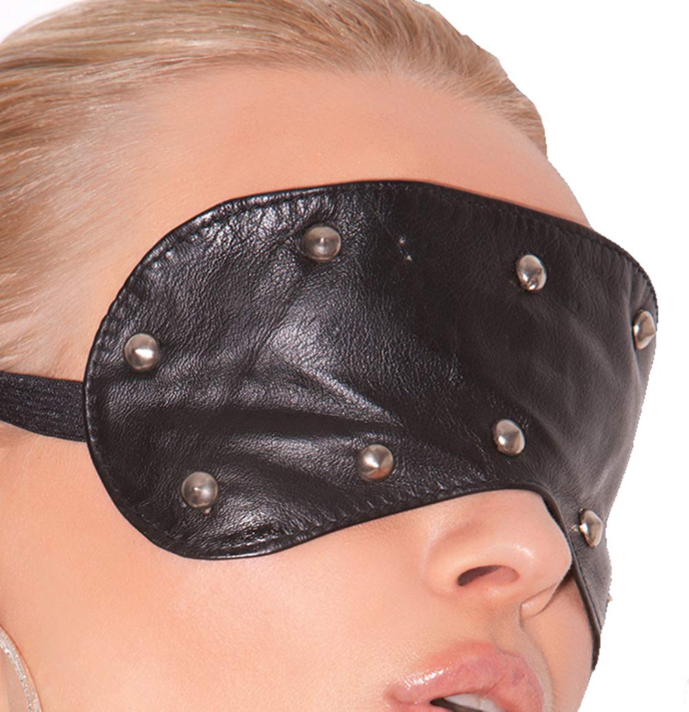 Studded Leather Blindfold Mask for Adults - Sensual Role Play Accessory for Couples, BDSM, and Spicy Intimate Moments