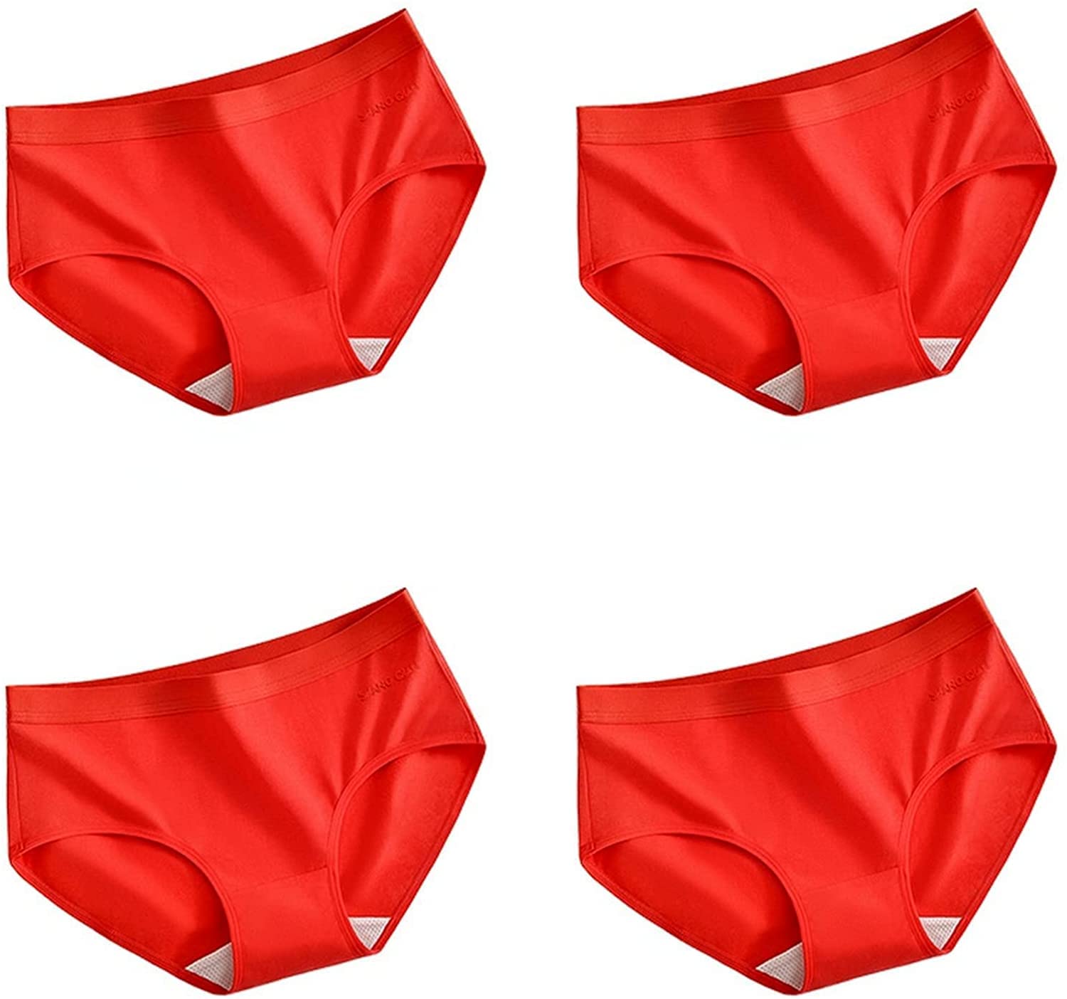 4Pcs Women's Lucky Red Underwear Set - Chinese New Year Tiger Print Panties, Comfortable Briefs for Spring Festival & Birthday Celebrations | Perfect for Holiday Gifts, Valentine's Day & Special Occasions