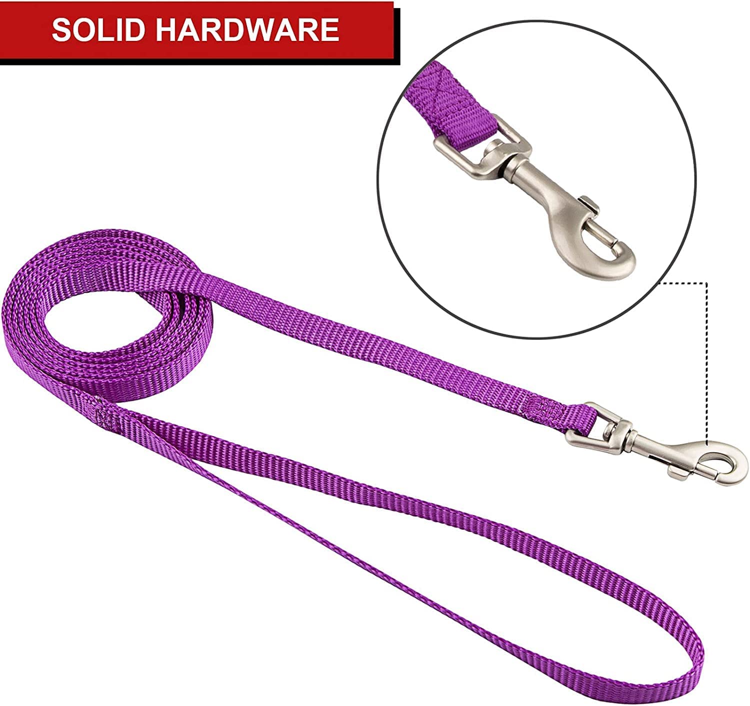 Premium Nylon Dog Collar and Leash Set for Small & Medium Dogs - Adjustable, Quick-Release, Breathable Puppy Collar with Matching Leash (Purple) - Perfect for Daily Walks, Training & Outdoor Adventures