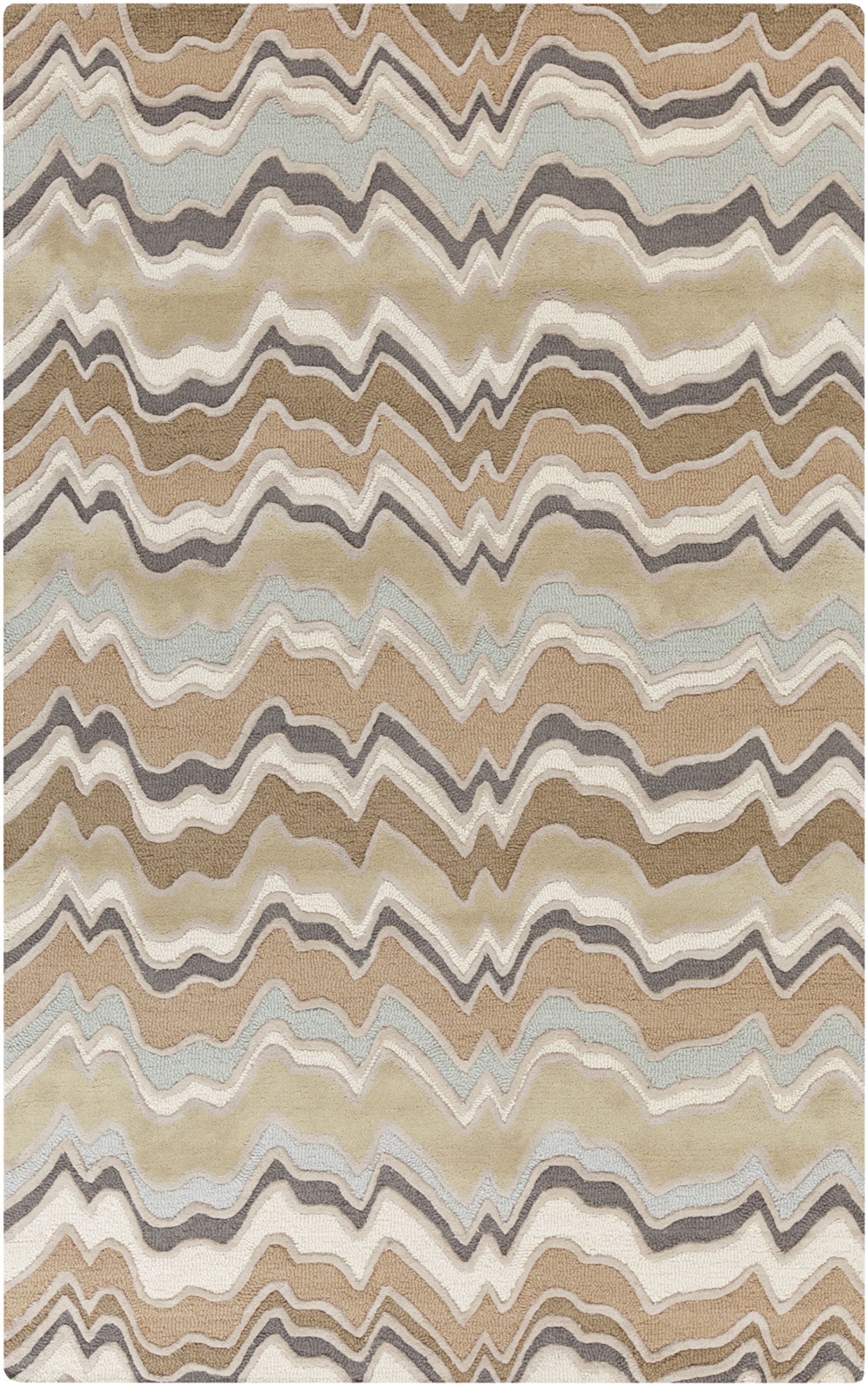 Hand-Tufted Modern Abstract Area Rug 5x8 Feet - Neutral Tan & Beige Linear Design for Living Room, Bedroom & Office Decor | Surya Classics Collection