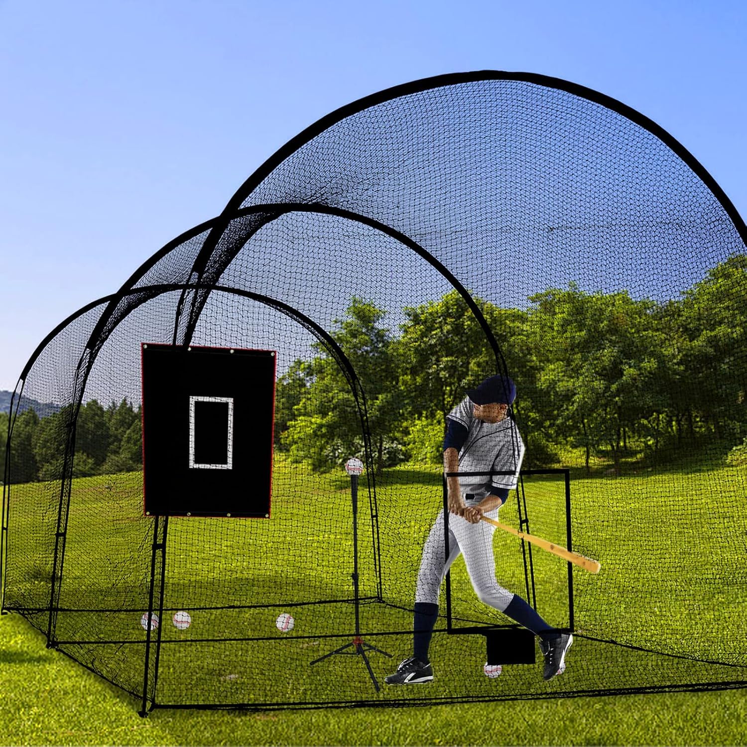 22x12x10FT Portable Baseball & Softball Batting Cage Net with Frame - Heavy Duty Hitting & Pitching Practice for Home, Backyard, Indoor & Outdoor Use - Perfect for Training, Games & Recreational Play