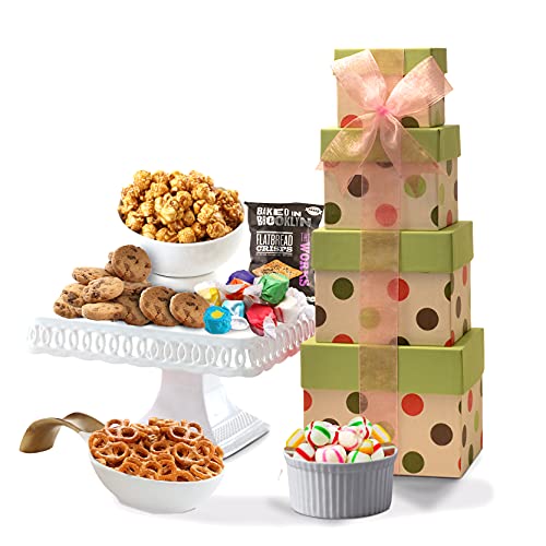 Premium Gourmet Snack Gift Tower - Delicious Assorted Treats for Holidays, Parties & Corporate Events | Perfect Celebration Gift Basket for Birthdays, Christmas & Special Occasions