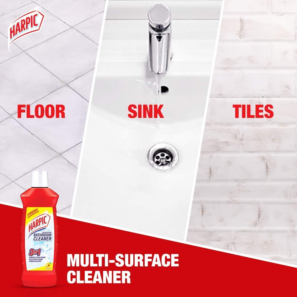 Harpic Disinfectant Bathroom Cleaner Liquid - Floral Scent, 500ml | Kills 99.9% Germs | India's #1 Toilet & Bathroom Cleaner | Perfect for Tiles, Sinks & Shower Areas