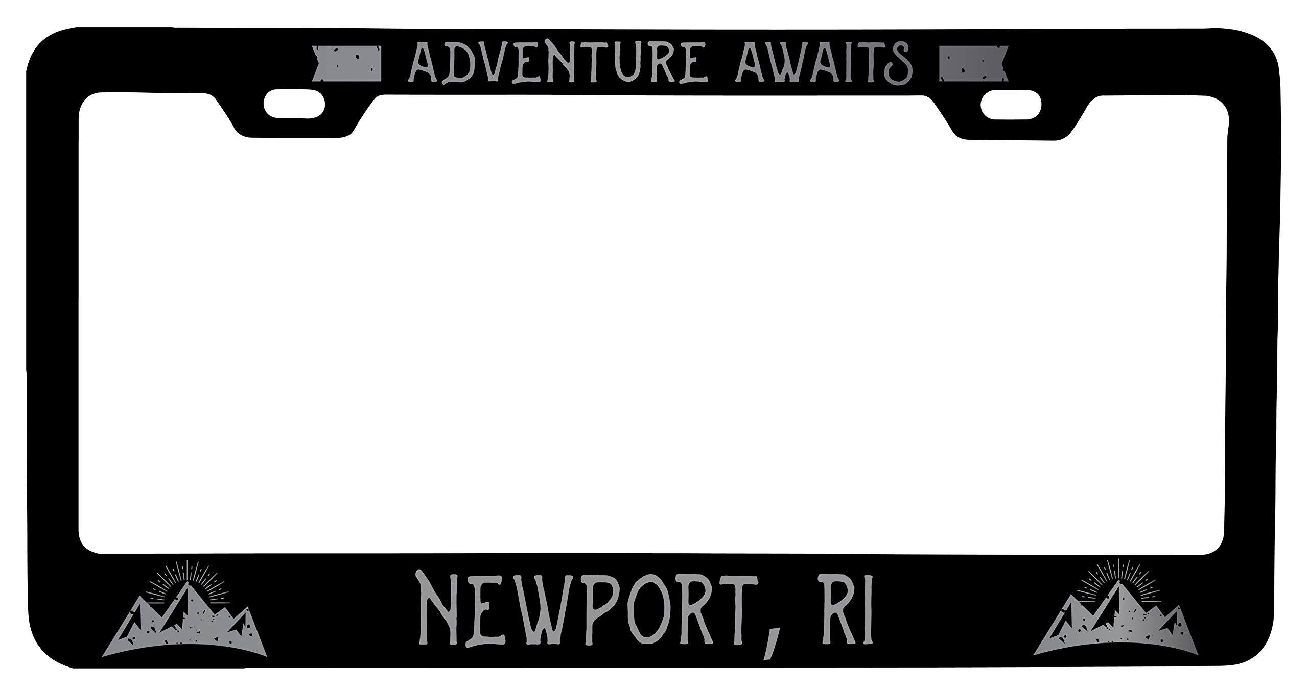Laser Etched Newport Rhode Island Vanity Black Metal License Plate Frame - Custom Car Accessory for Personalization & Style Enhancement