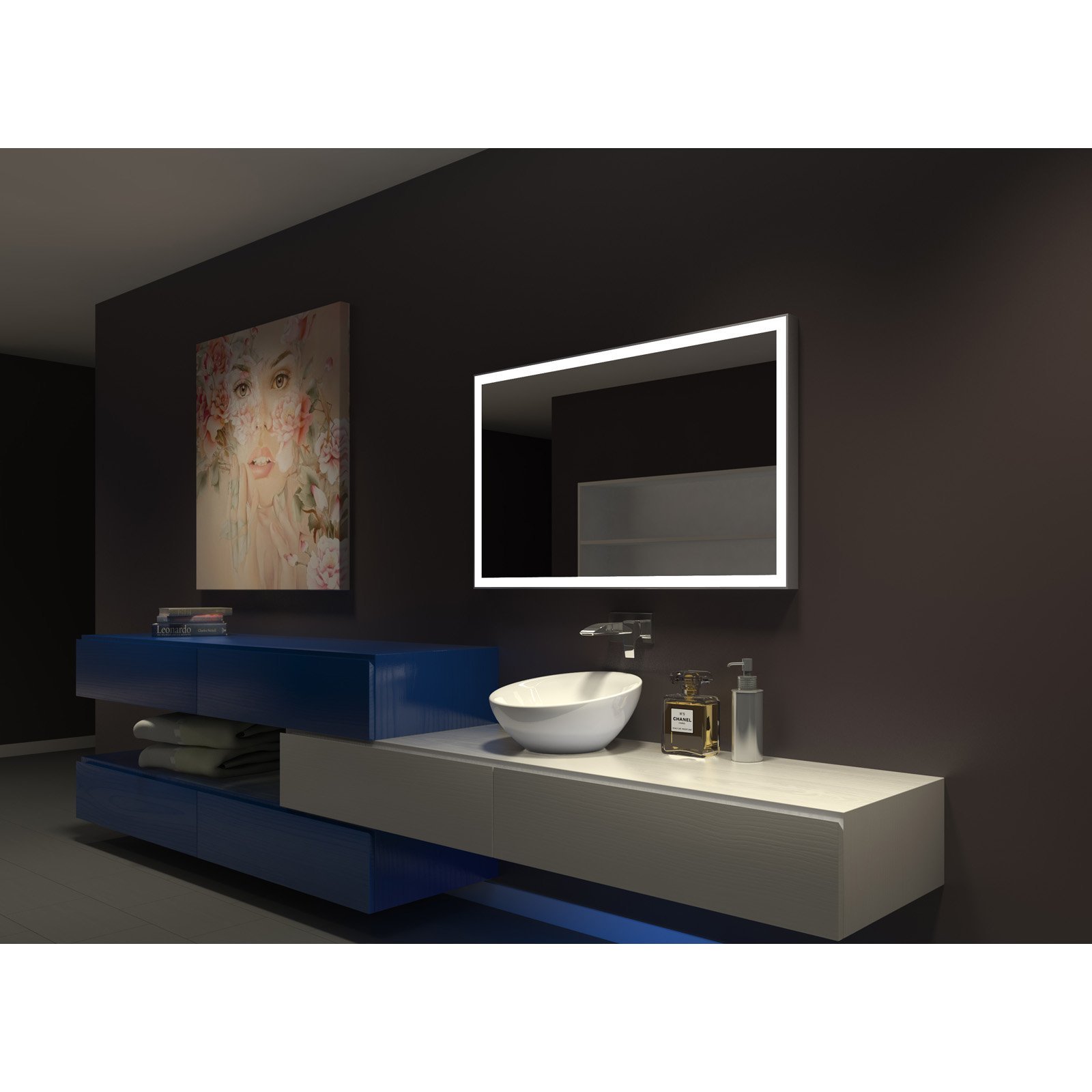 IBMIRROR Paris Mirror - Dimmable LED Vanity Mirror with Galaxy Lighting Effect, Rectangle Makeup Mirror for Bedroom & Bathroom | Perfect for Makeup, Skincare, and Selfie Lighting