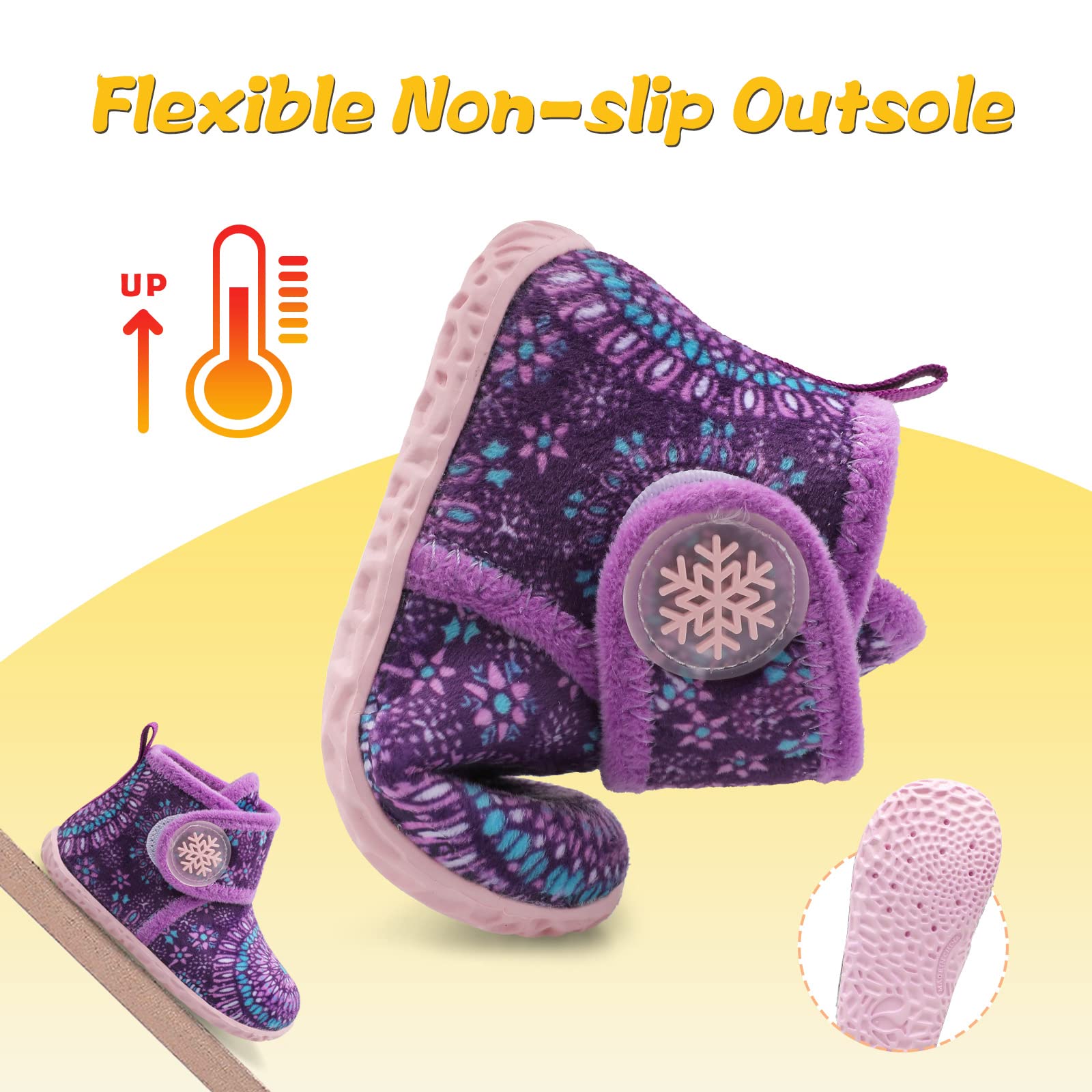 JOINFREE Kids Furry House Slippers - Cozy Indoor Booties for Boys & Girls | Warm Winter Home Shoes for Toddlers & Children | Perfect for Playtime, Lounging & Cold Floors