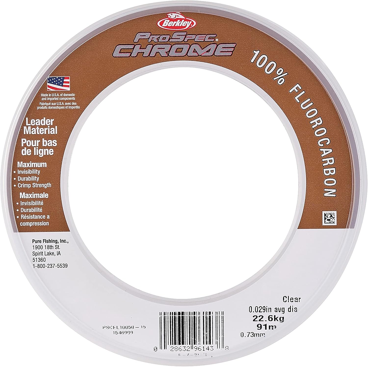 Berkley PSCFL2510 15 Pro Spec Chrome 100% Fluorocarbon Fishing Leader - 10lb Test - Perfect for Bass, Walleye & Freshwater Fishing