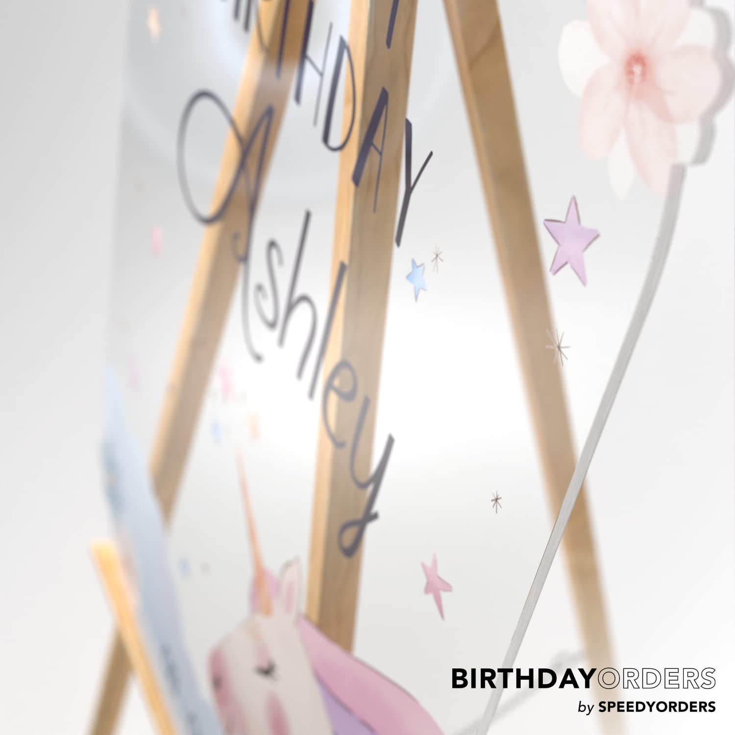 Custom Unicorn Birthday Party Sign - Happy Birthday Welcome Decor for Girls - Unicorn Theme Party Supplies - PVC Board Wall Hanging (Perfect for Baby Showers, Birthday Celebrations & Nursery Decor)