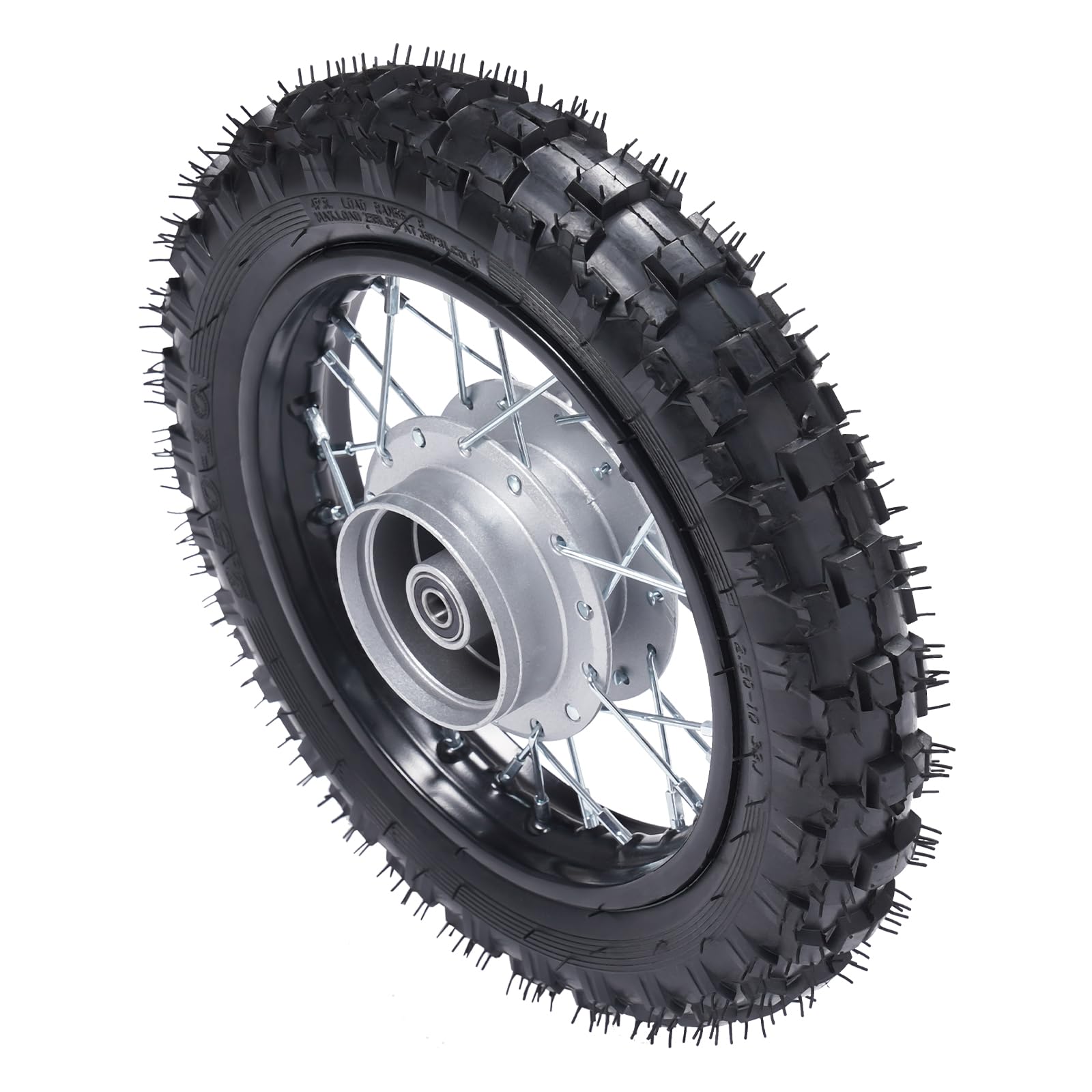 Alloy Front & Rear Wheel Set 2.50-10 for Honda CRF50 XR50 BBR KLX Dirt Bikes - 2.5-10 Tire Rim with Drum Brake, Chain & Chain Plate - Perfect for Pit Bike Racing & Off-Road Trail Riding