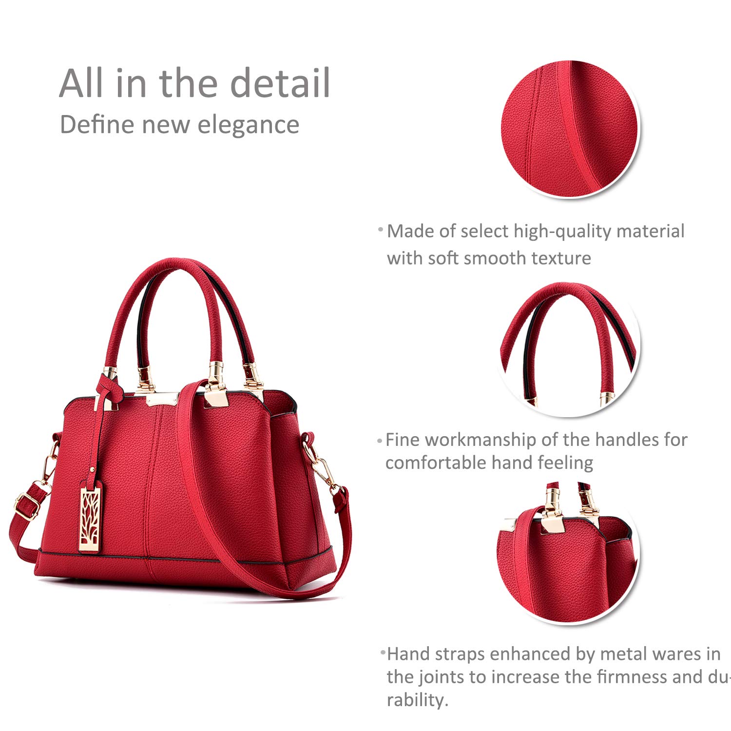NICOLE & DORIS Women's Fashion Handbags - PU Leather Top Handle Shoulder Bags for Ladies | Perfect for Work, Travel & Everyday Use