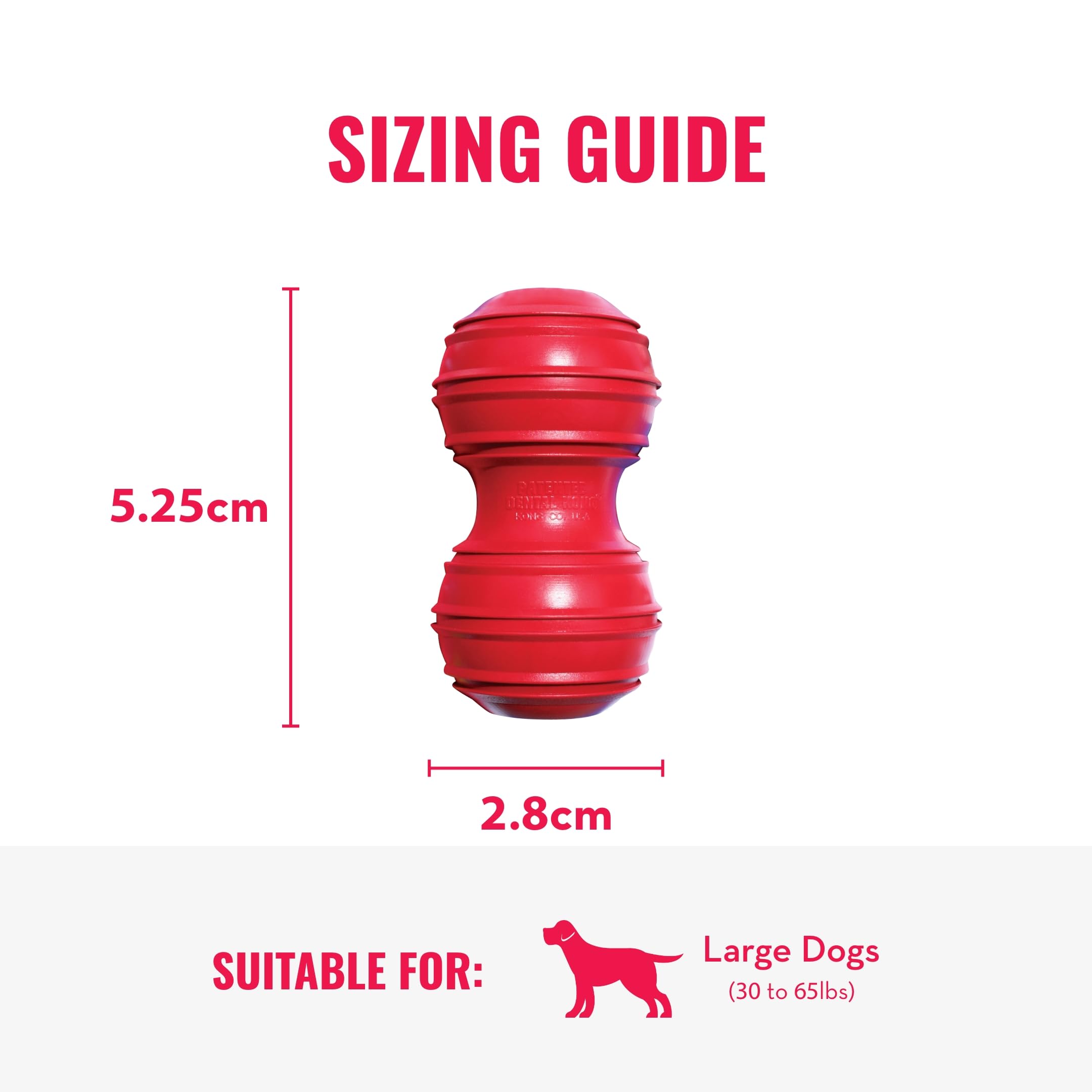 Durable KONG Dental Dog Chew Toy for Large Dogs - Natural Rubber Chew Toy for Dog Dental Care & Teeth Cleaning - Stuffable Interactive Dog Toy for Chewing & Instinct Satisfaction - Perfect for Playtime, Training & Anxiety Relief