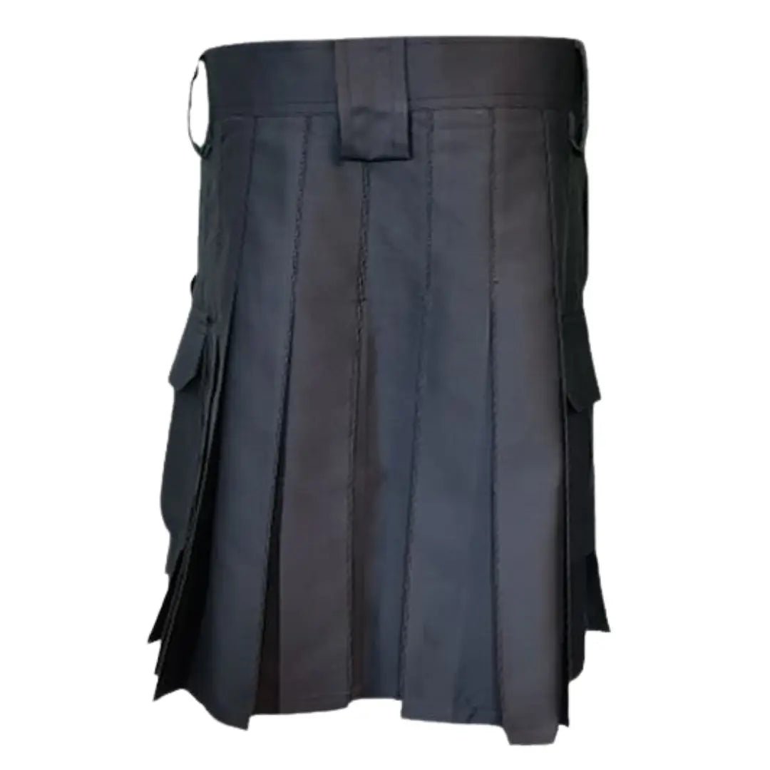 Men's Black Tactical Utility Kilt with Front Pockets - Durable Outdoor Kilt for Hiking, Camping & Airsoft | Adjustable Waist for Comfort