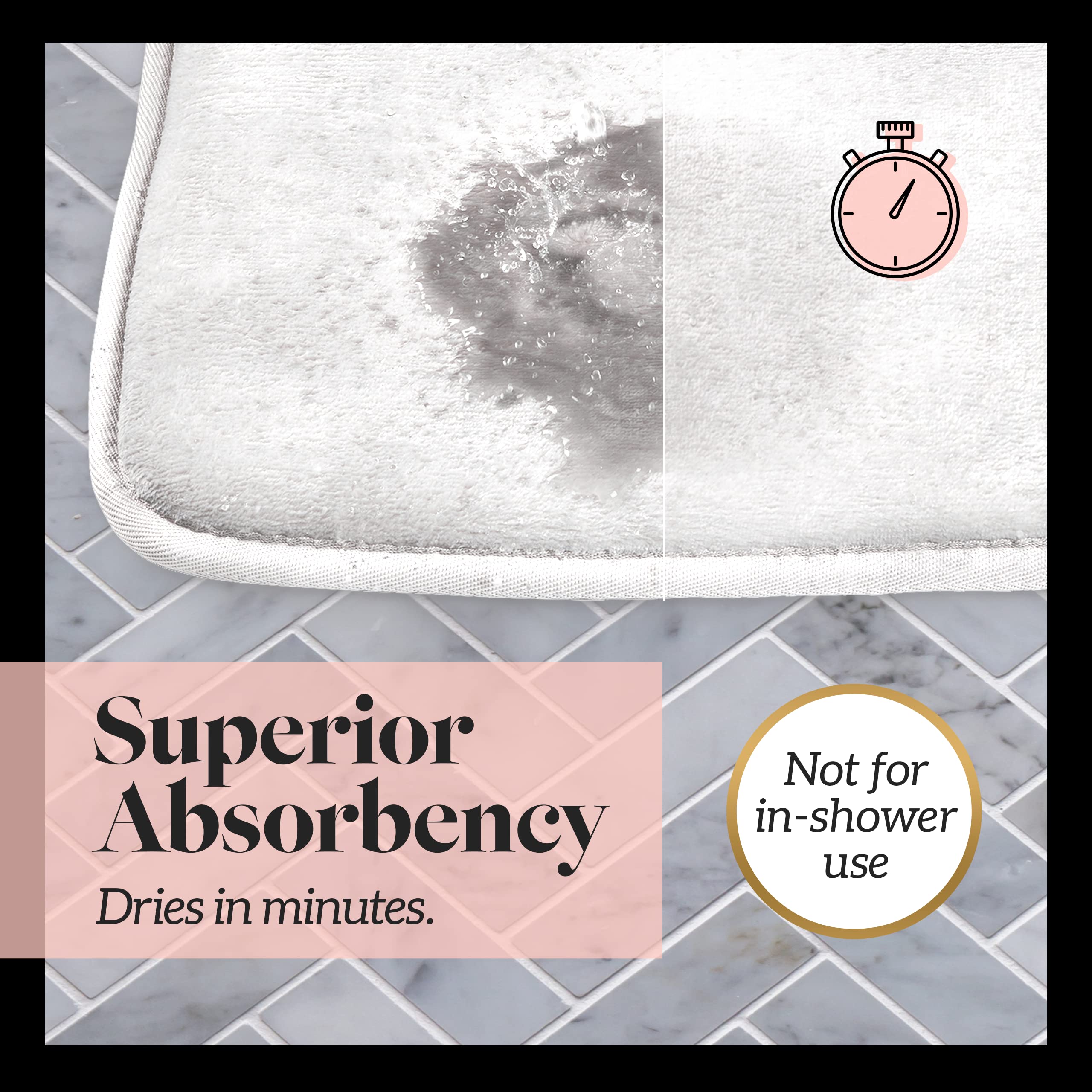 Genteele Memory Foam Bath Mat - Non-Slip Absorbent Super Soft Velvet Bathroom Rug (22