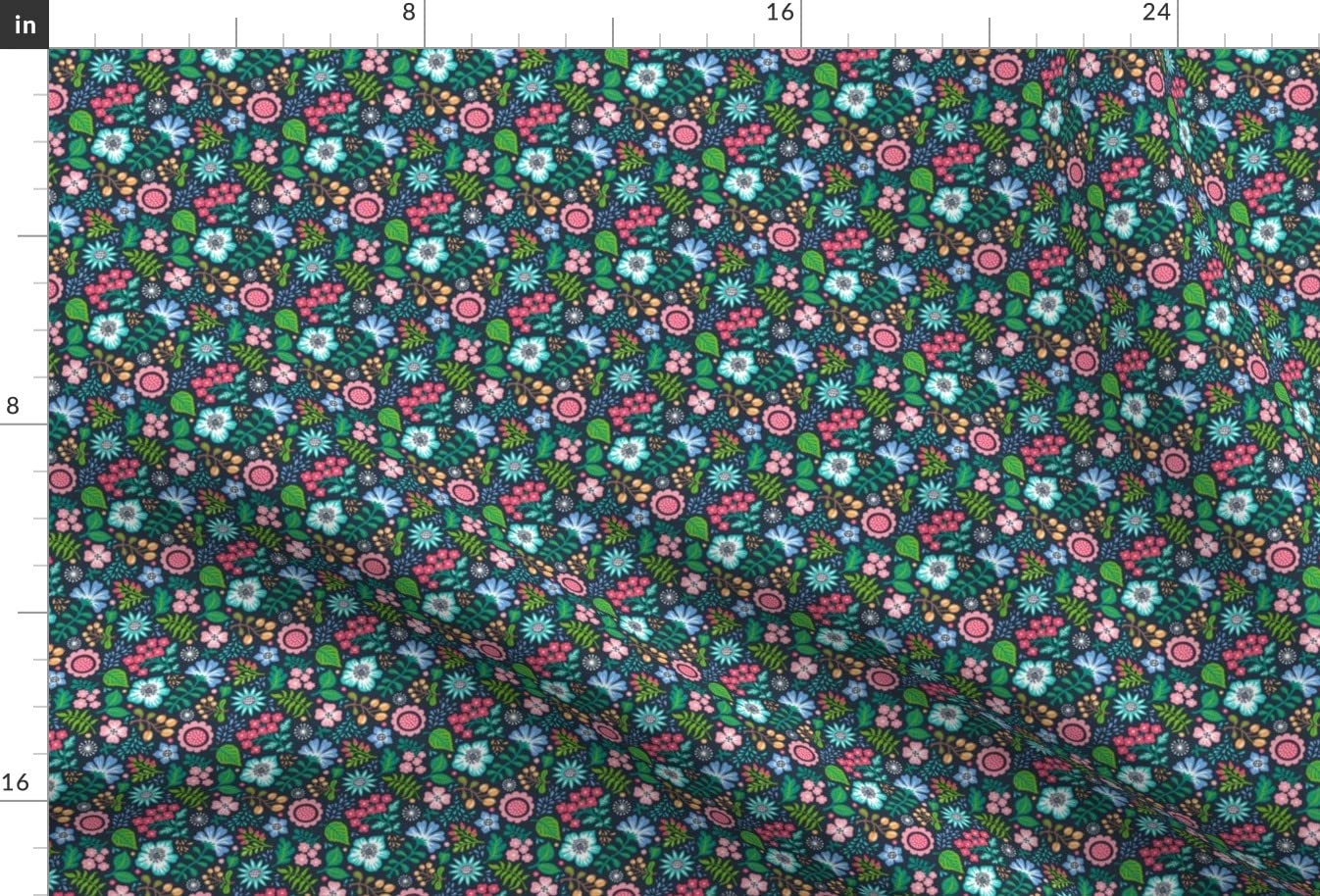 Bohemian Botanical Floral Navy Small Tiny Wedding Printed Minky Fabric Fat Quarter - Soft Plush Fabric for Sewing Baby Blankets, Quilt Backing & DIY Plush Toys - Perfect for Nursery Decor & Handmade Gifts