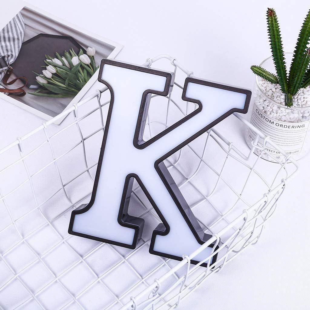 LED Marquee Letter Lights - Battery Powered Alphabet Light Up Sign for Home Decor, Wedding, Party & Nursery Night Light (Letter K)