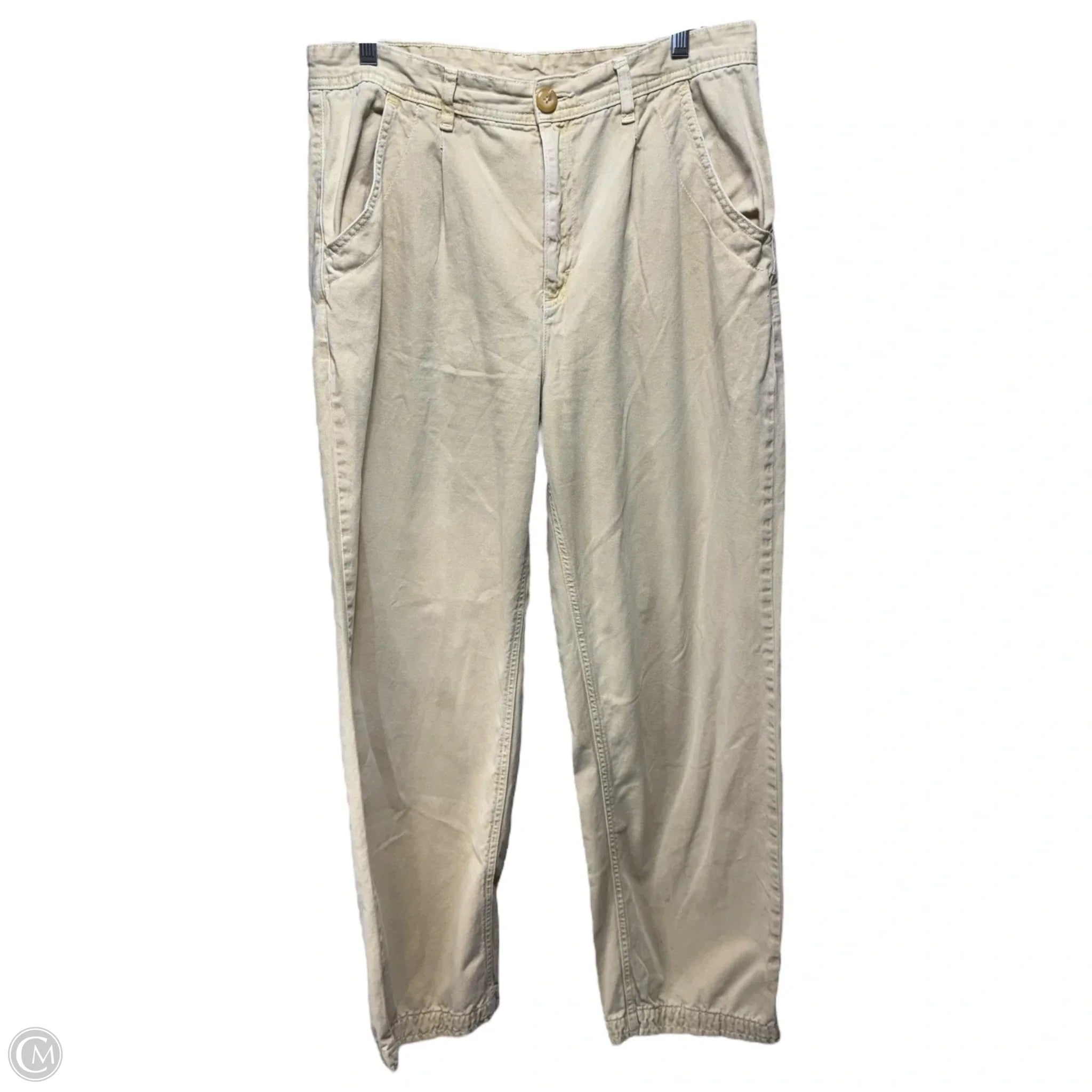 Free People Addy Chino Pants - Women's High Waisted Casual Trousers in Yellow, Size 12 | Perfect for Work, Travel & Everyday Comfort