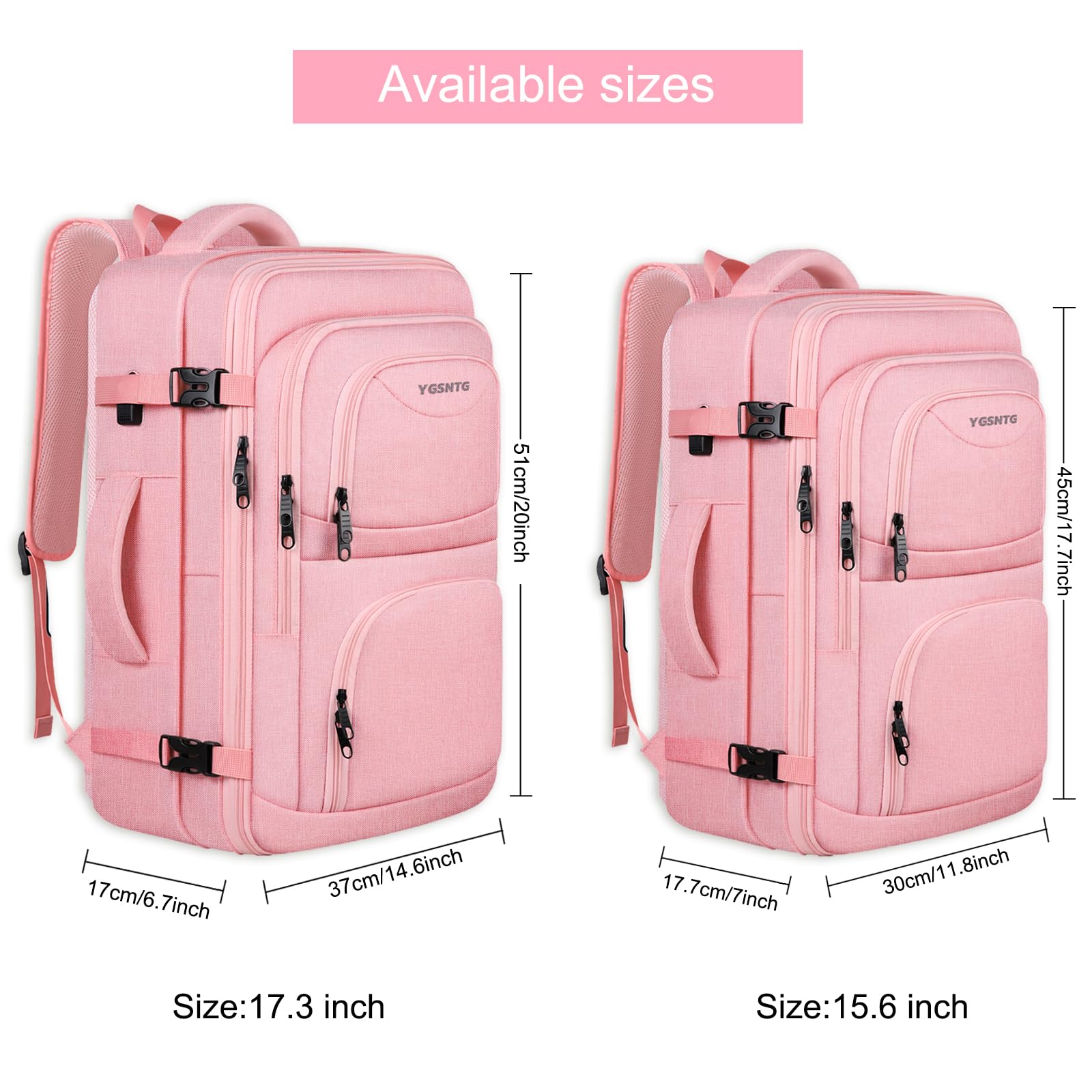 **Pink Expandable Carry On Backpack for Women - 15.6 Inch Laptop Travel Backpack, Flight Approved Personal Item Bag for Teachers, Students & Business Travel - Perfect for Airplanes, Commuting & Weekend Trips**