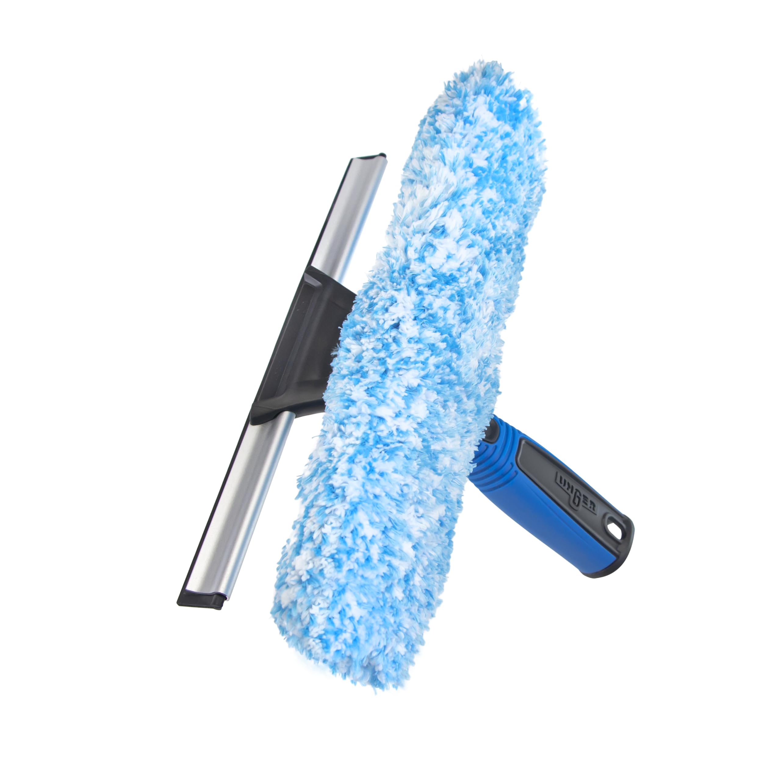 Unger 10” Squeegee & Scrubber - Window Cleaning Tool with Microfiber Sleeve for Home & Office Use