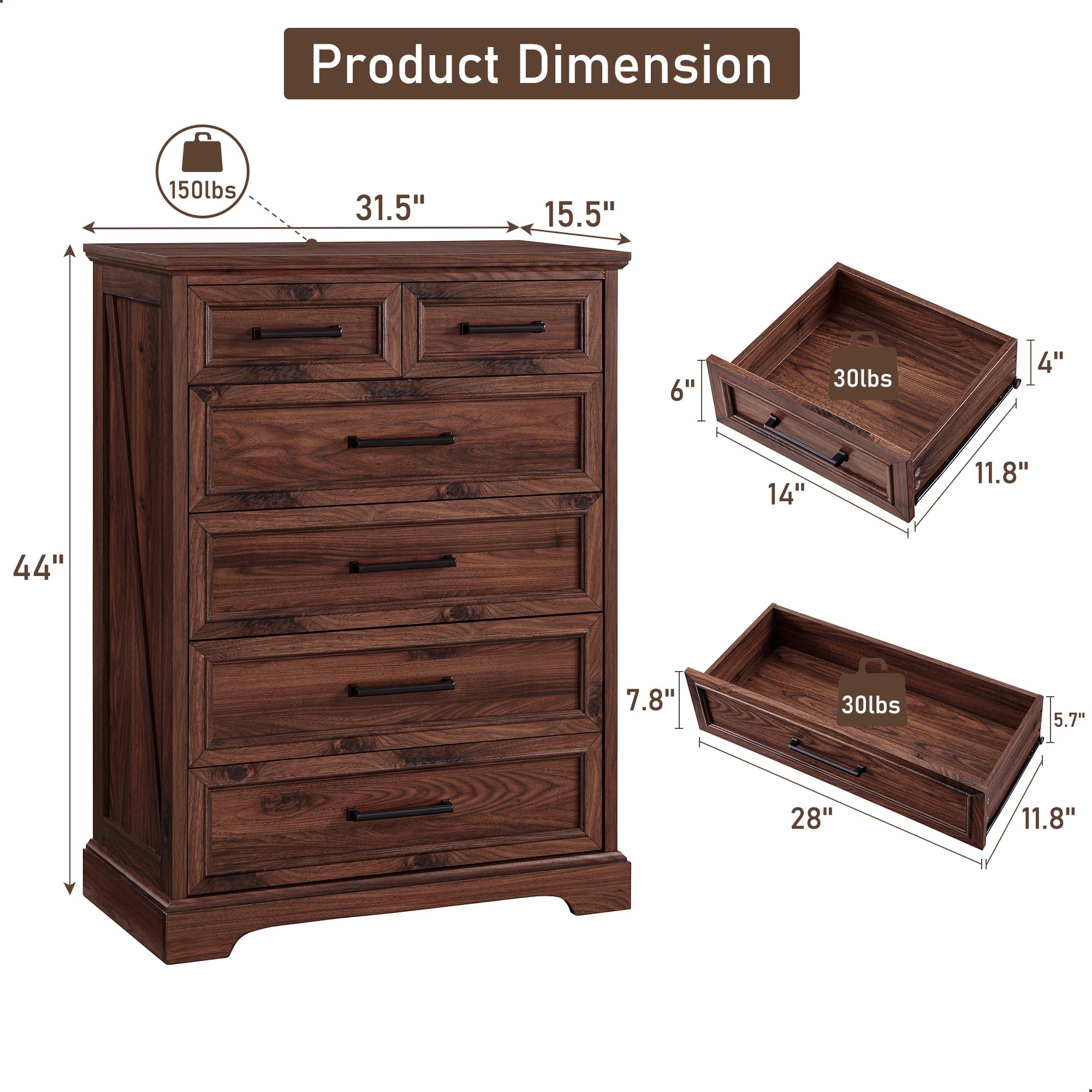 6 Drawer Dresser for Bedroom - 44