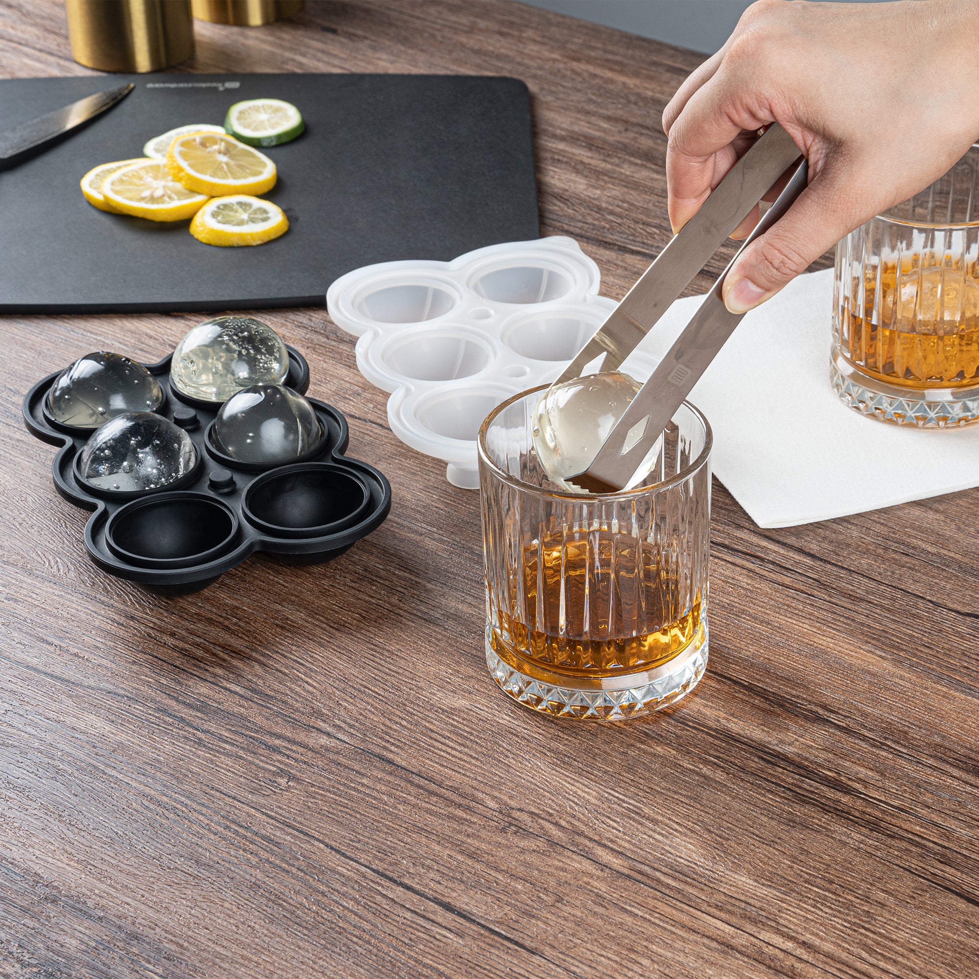 Premium Black Silicone Ice Cube Mold - 6 Large 1.75