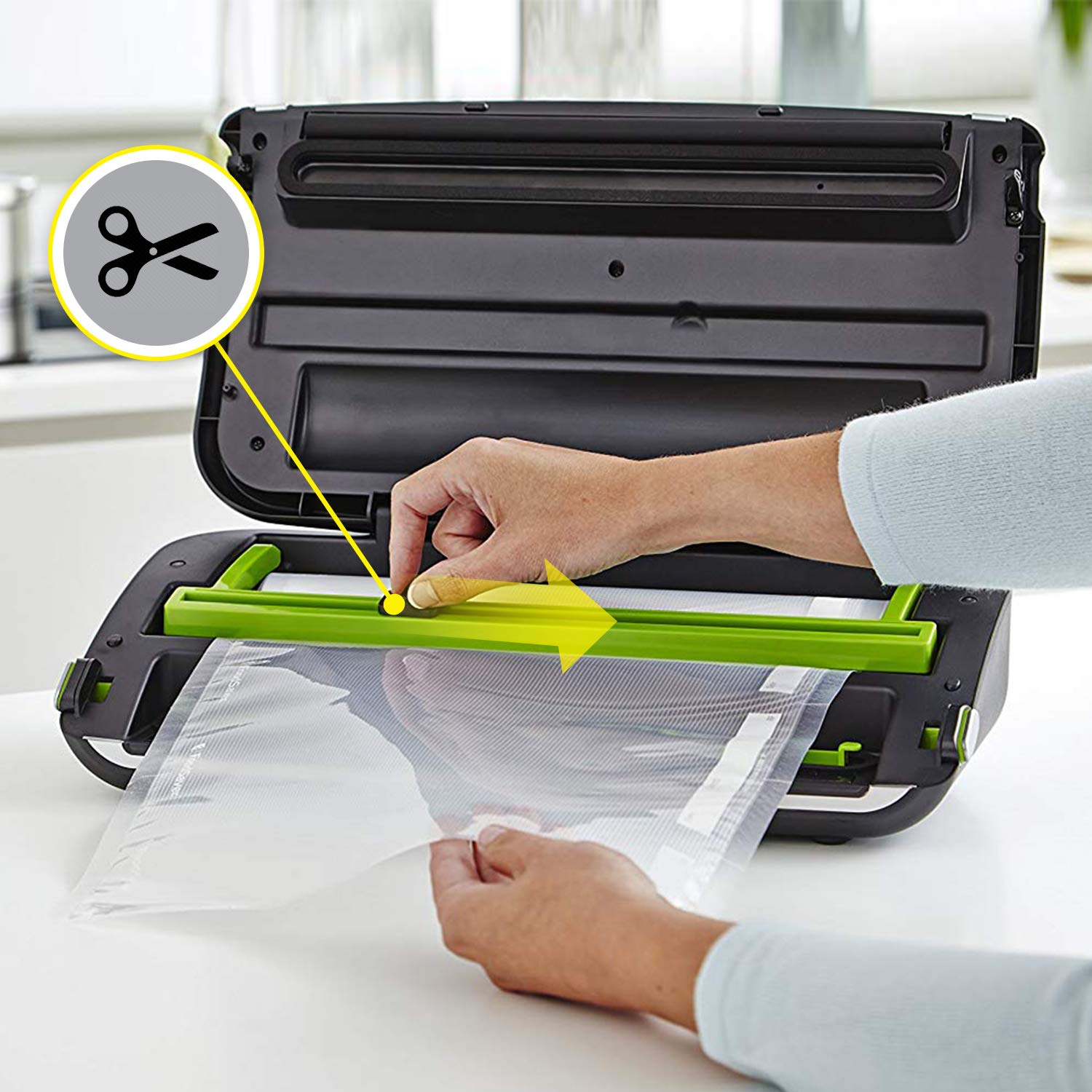 FoodSaver FFS016X Vacuum Sealer Machine for Dry and Wet Food - Built-in Cutter, Roll Holder, Automatic Sealing with Suction Function - Includes Tube Adapter & Accessories - Perfect for Meal Prep, Sous Vide, and Food Storage (Silver)