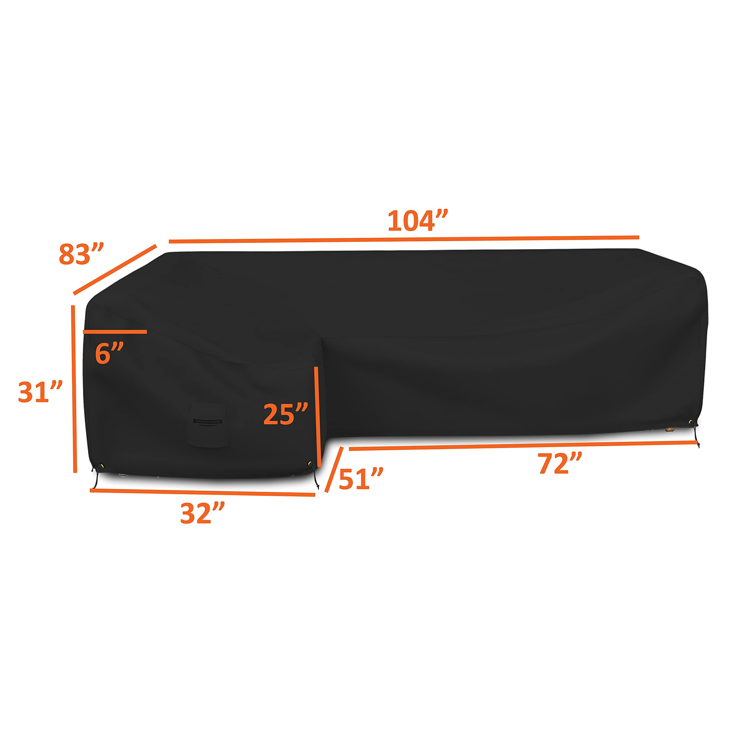 Waterproof 18 Oz PVC Coated Outdoor Sectional Sofa Cover - 83