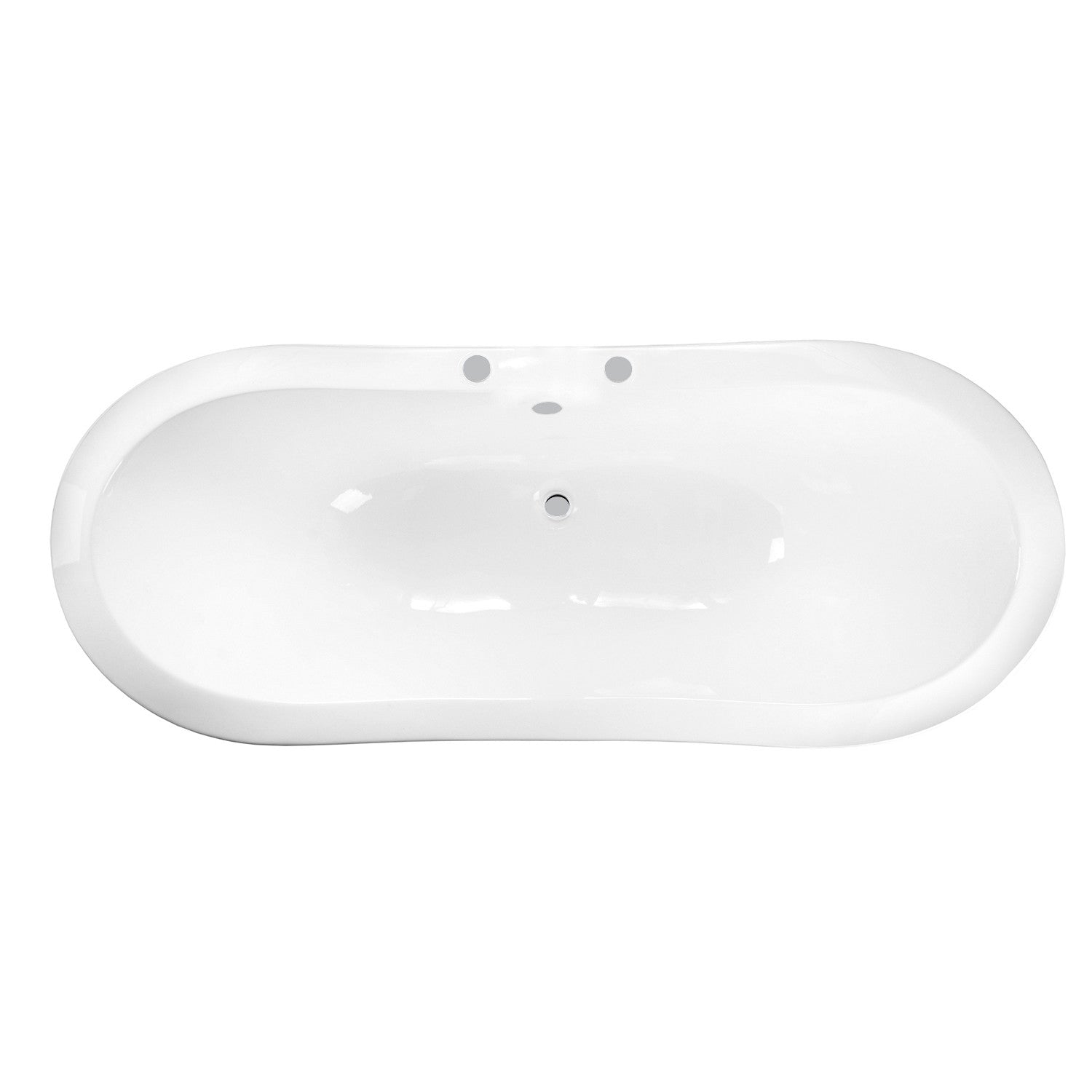 Aqua Eden 61-Inch White Cast Iron Oval Double Slipper Clawfoot Bathtub with 7-Inch Faucet Drillings & Polished Chrome Finish - Vintage Bathroom Centerpiece for Luxury Spa Experience