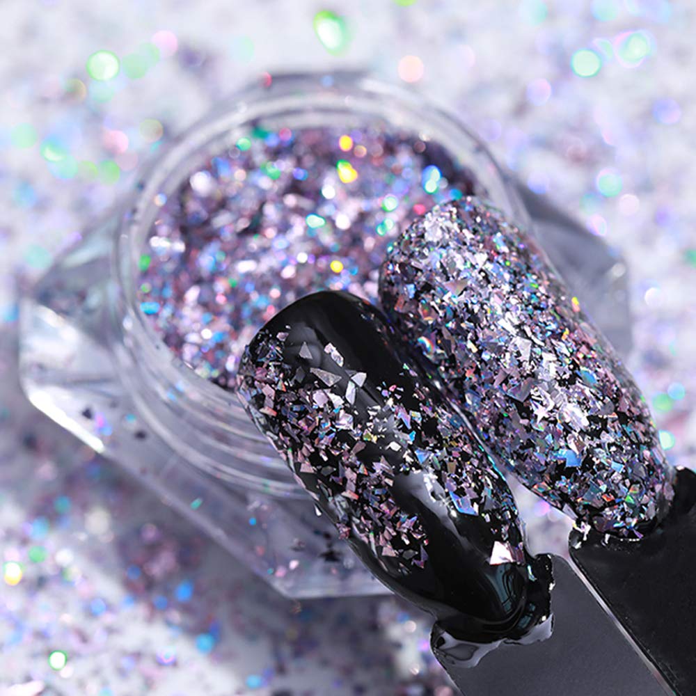 1 Box Purple Rose Laser Nail Glitter Flakes - Shiny 3D Nail Sequins & Glitter Powder for DIY Nail Art (1G) | Perfect for Nail Salon, Home Manicure, Party Nail Designs & Gift Ideas