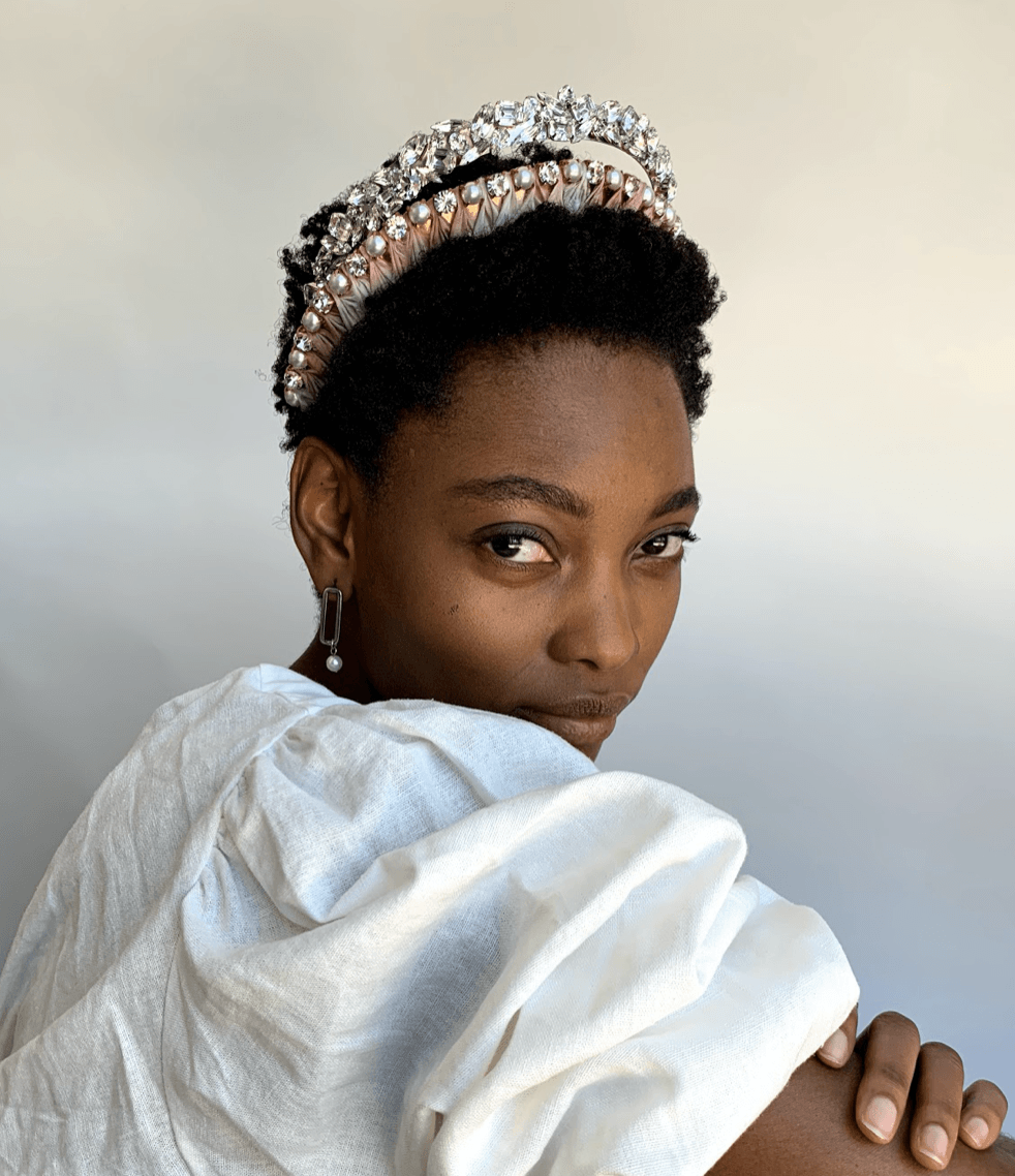 Lea Silk Pearl and Crystal Crown - Elegant Bridal Hair Accessory for Weddings, Prom, and Special Occasions