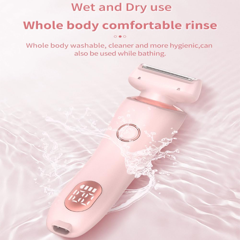 Dusk Glide Pro 3.0 Women's Electric Razor & Epilator - 2-in-1 Painless Hair Removal Shaver for Legs, Bikini & Underarms - Portable Rechargeable Pink Shaver for Travel & Home Use