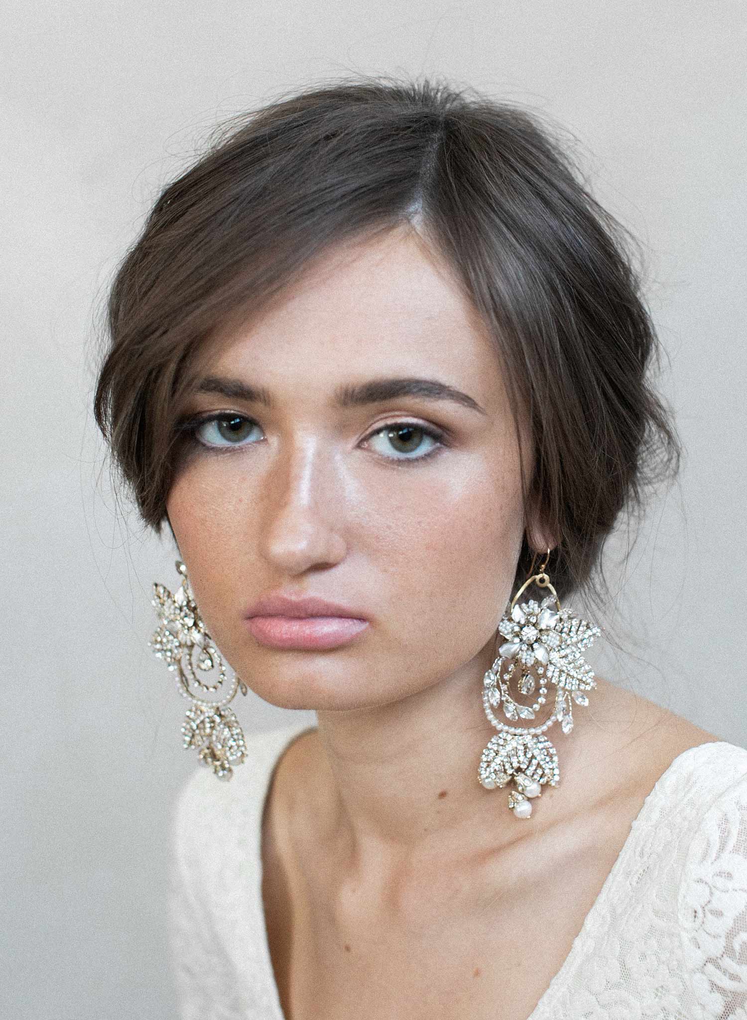 Elegant Gold Flower and Leaf Chandelier Earrings - Style #910 | Vintage-Inspired Dangle Earrings for Women | Perfect for Weddings, Parties & Evening Events